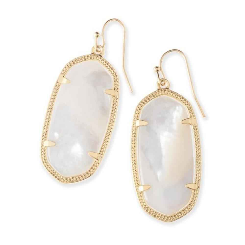 Elle Gold Drop Earrings in Ivory Mother-of-Pearl