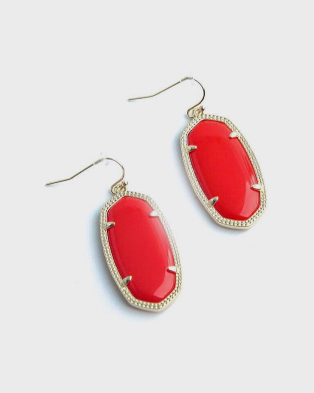 Elle Gold Drop Earrings in Red