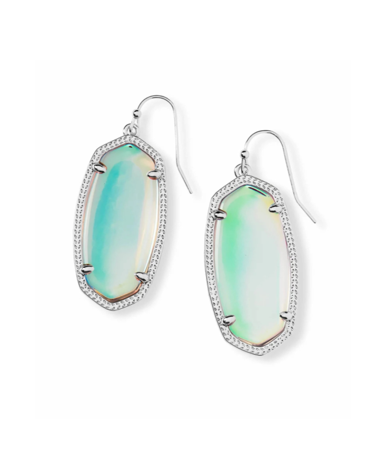 Elle Silver Drop Earrings in Dichroic Glass
