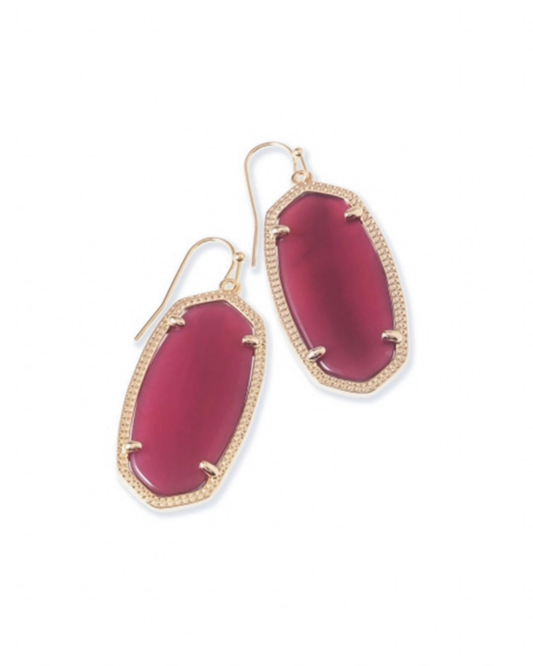 Elle Gold Drop Earrings in Maroon