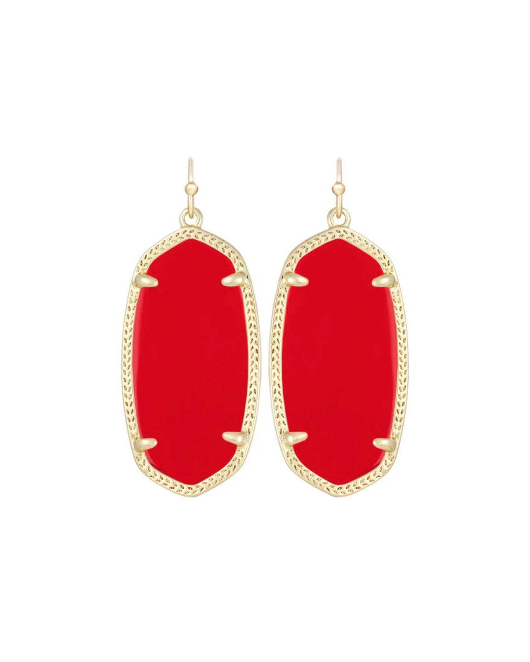 Elle Gold Drop Earrings in Red