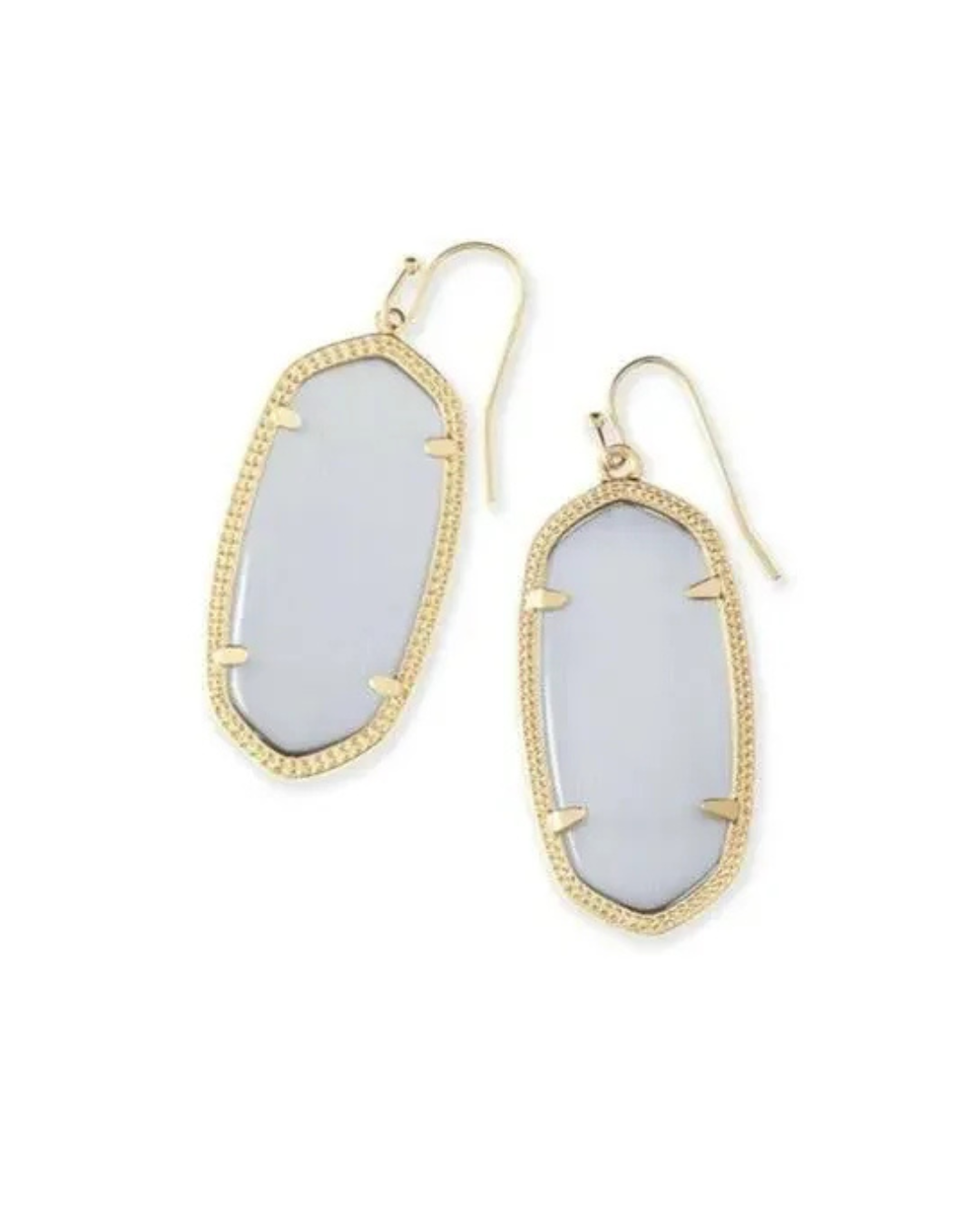 Elle Gold Drop Earrings in Slate Cat's Eyes