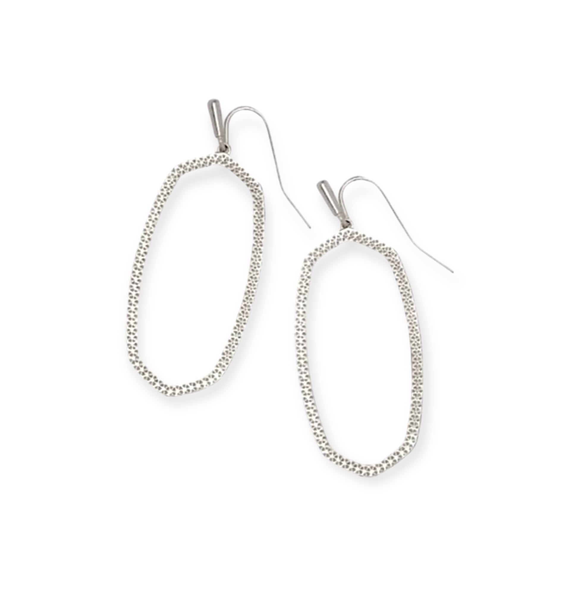 Elle Open Frame Rhodium Earrings - Bella's House Tulsa