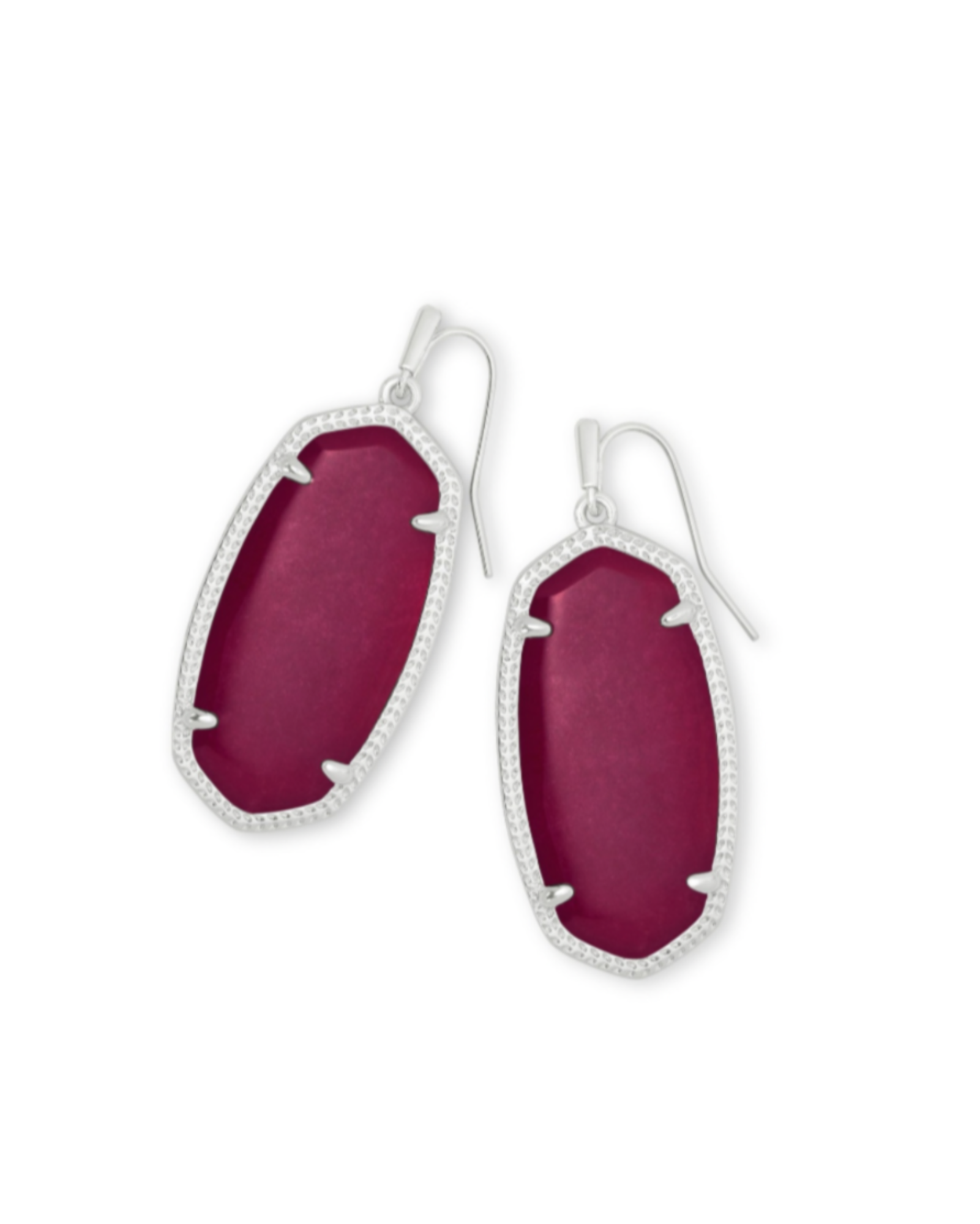 Elle Silver Drop Earrings in Maroon