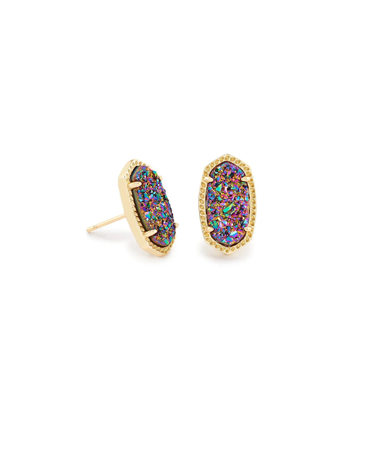 Ellie Gold Stud Earrings in Multi Drusy