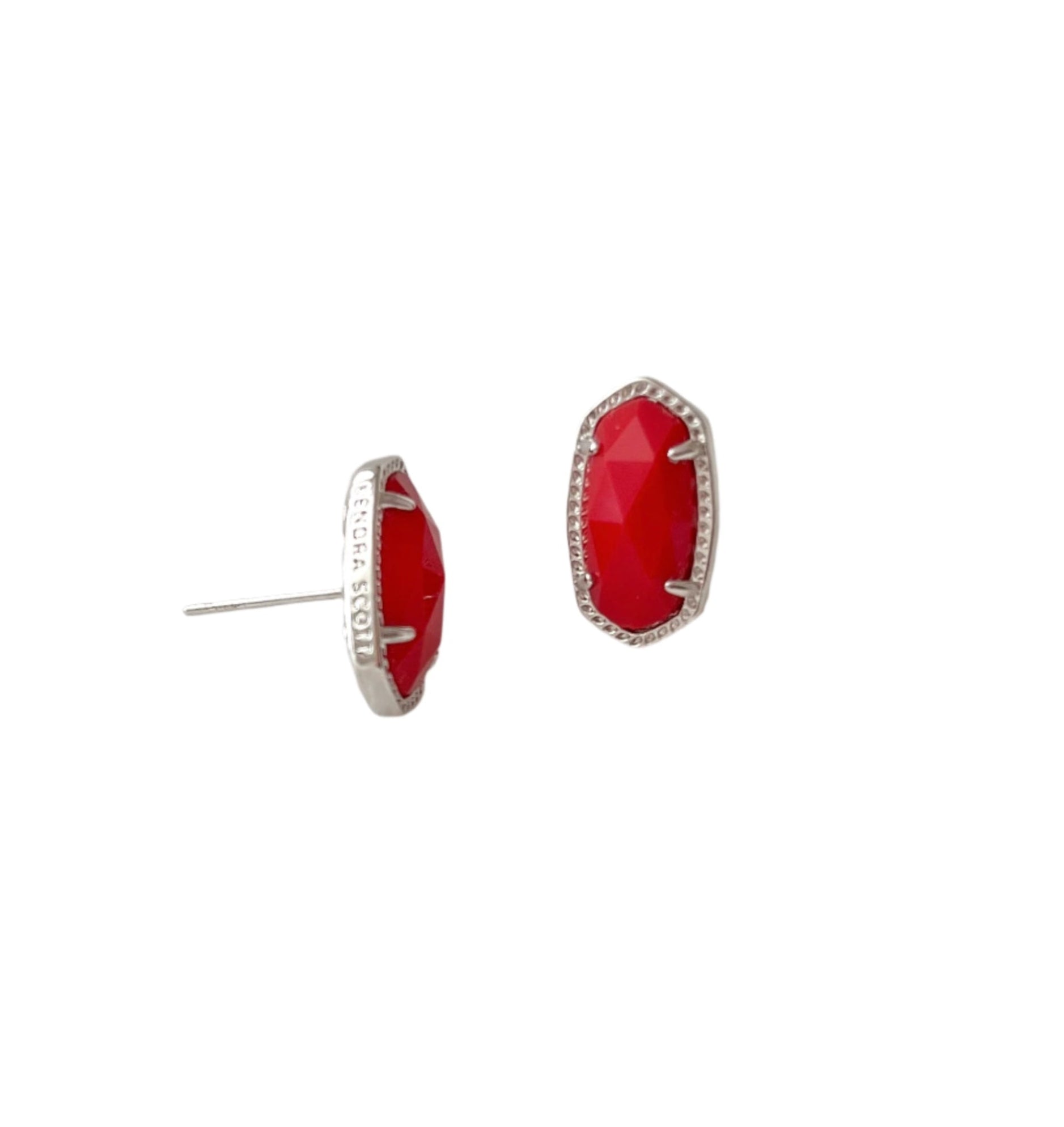 Ellie Silver Stud Earrings in Bright Red