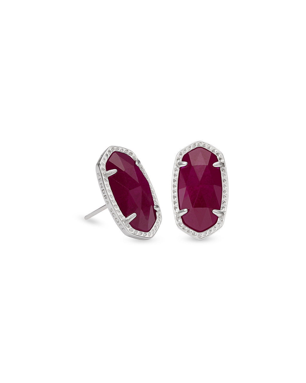 Ellie Silver Stud Earrings in Maroon