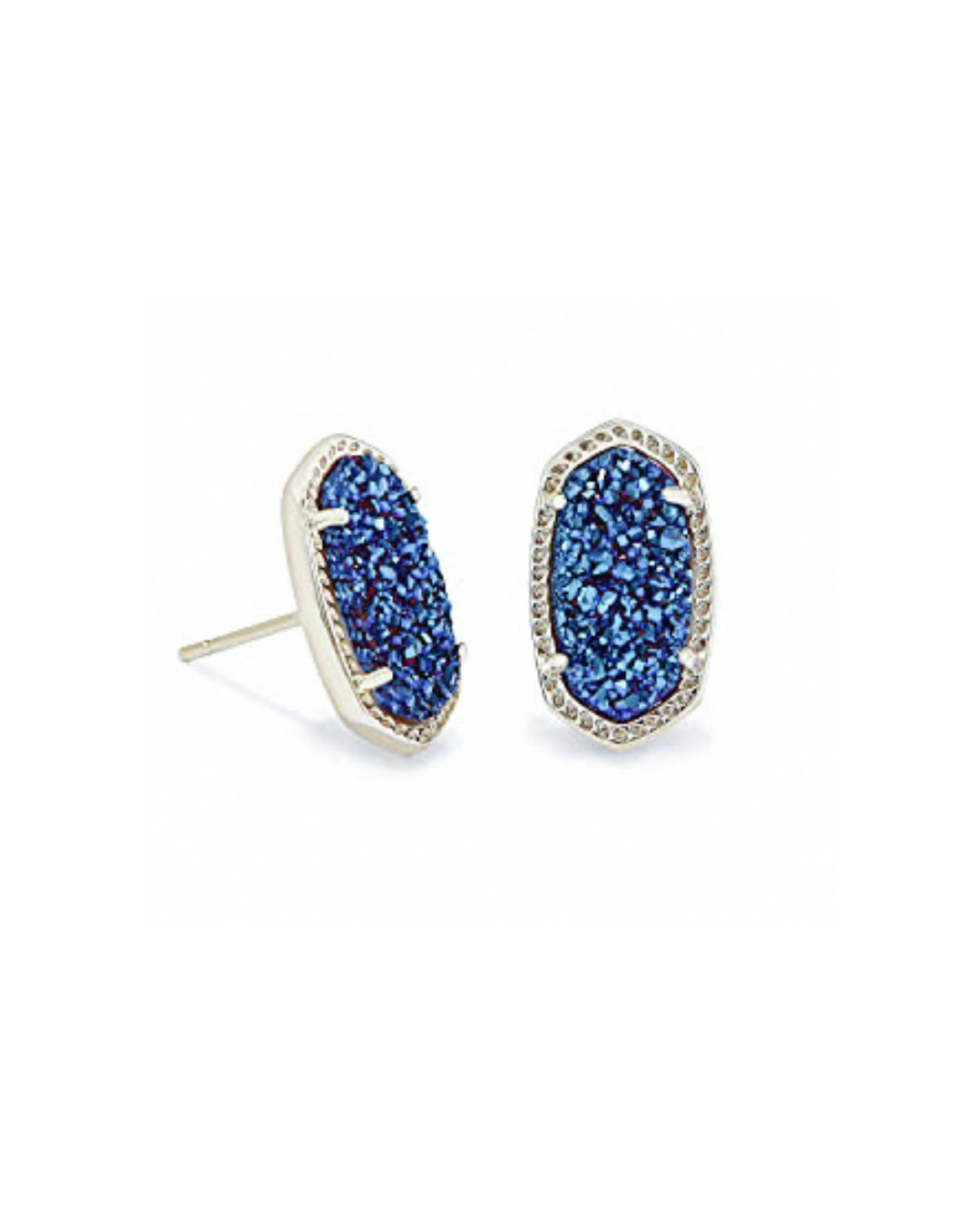 Ellie Silver Stud Earrings in Sapphire Drusy