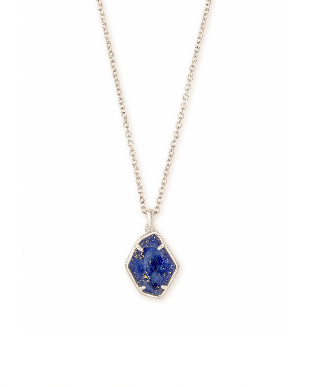 Ellington Short Pendant Bright Silver Necklace in Blue Lapis
