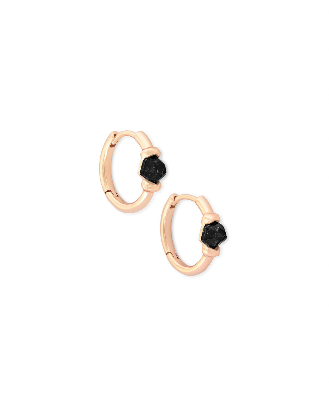 Ellms Rose Gold Huggie Hoops In Black Granite