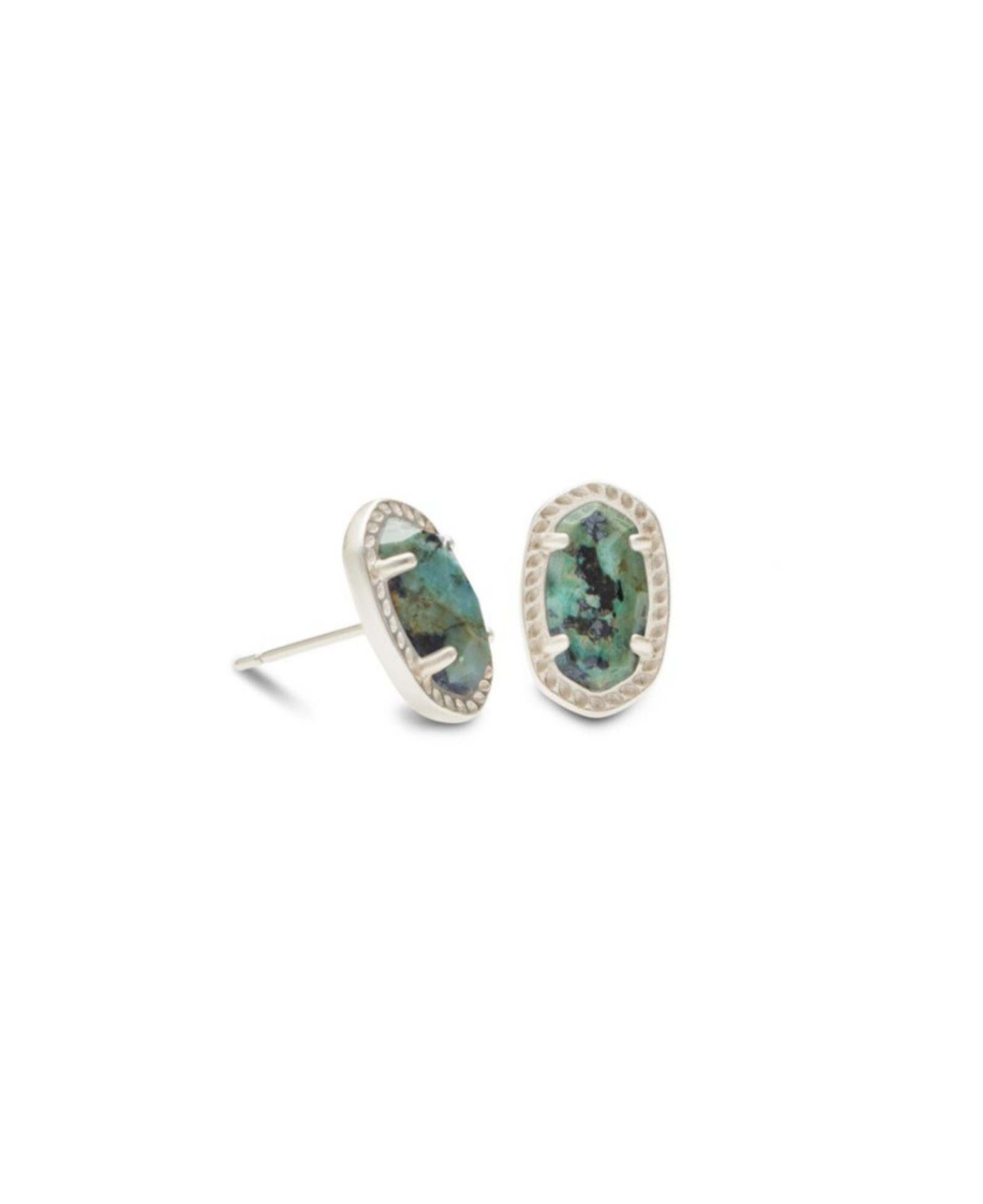 Emery Silver Stud Earrings in African Turquoise