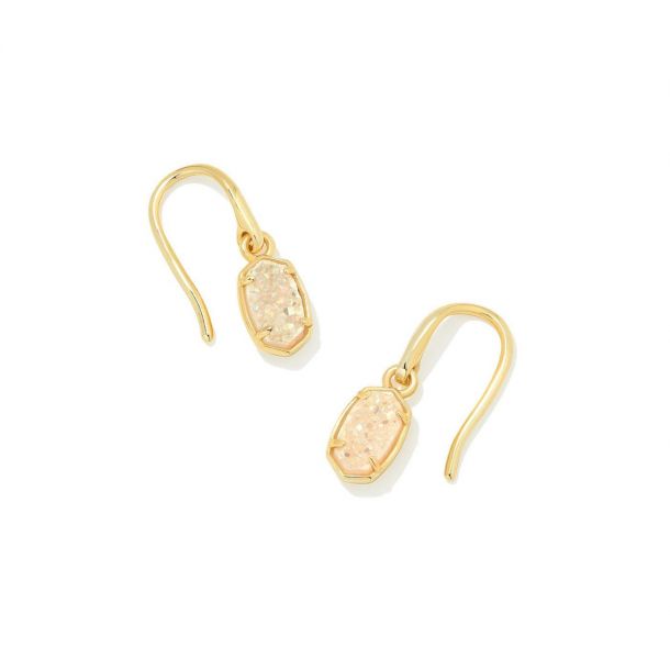 Emilie Gold Drop Earrings in Iridescent Drusy