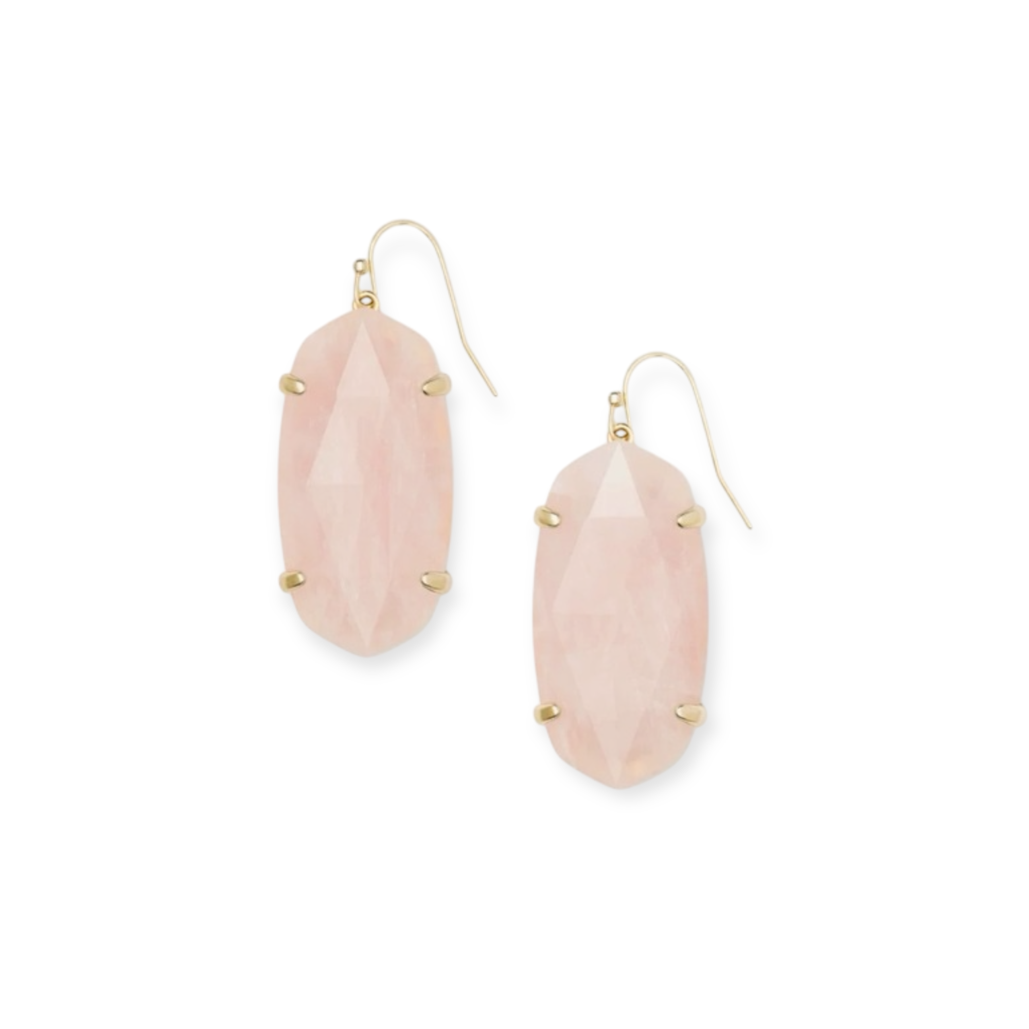 Esme Gold Drop Earrings in Rose Quartz