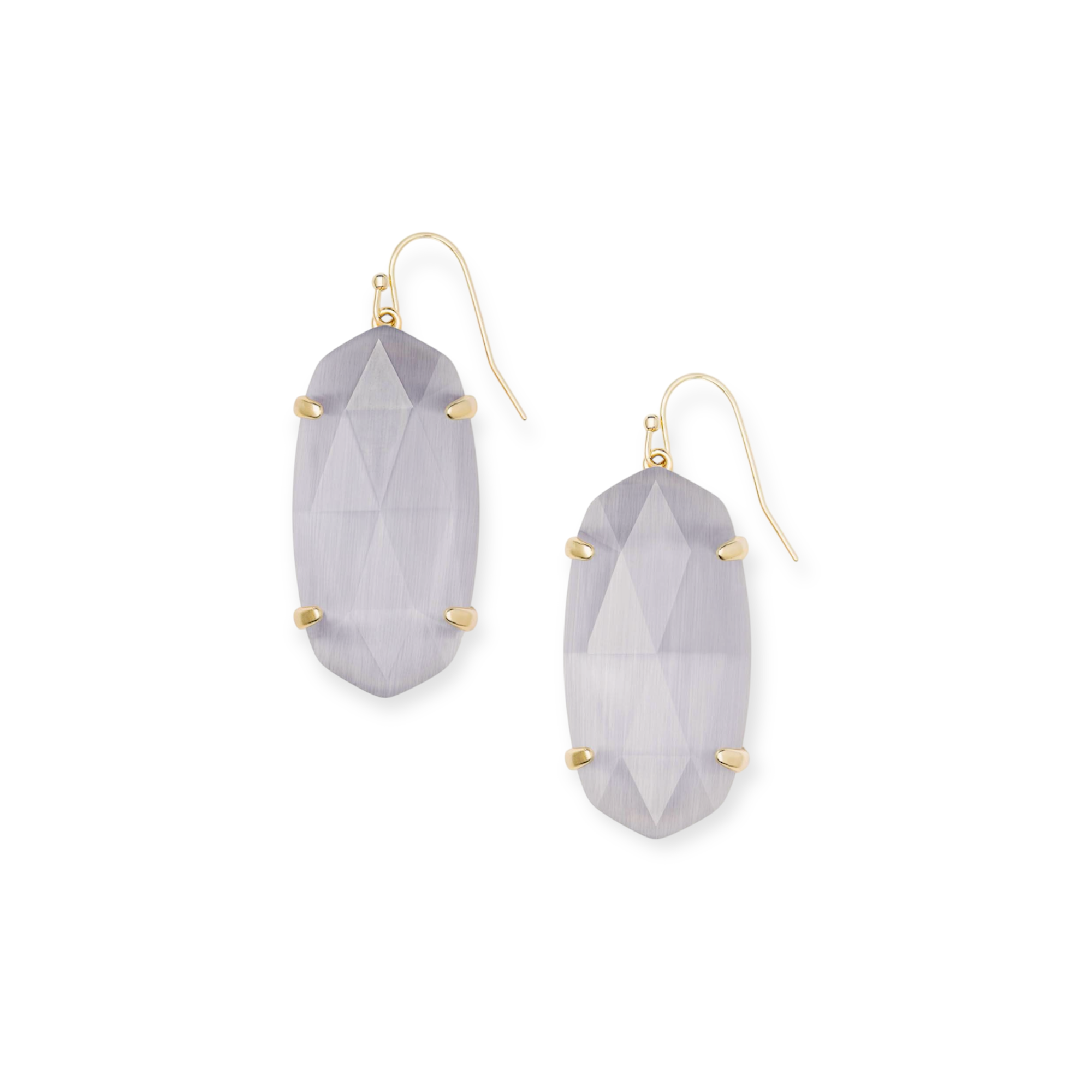 Esme Gold Drop Earrings in Slate Cat's Eyes