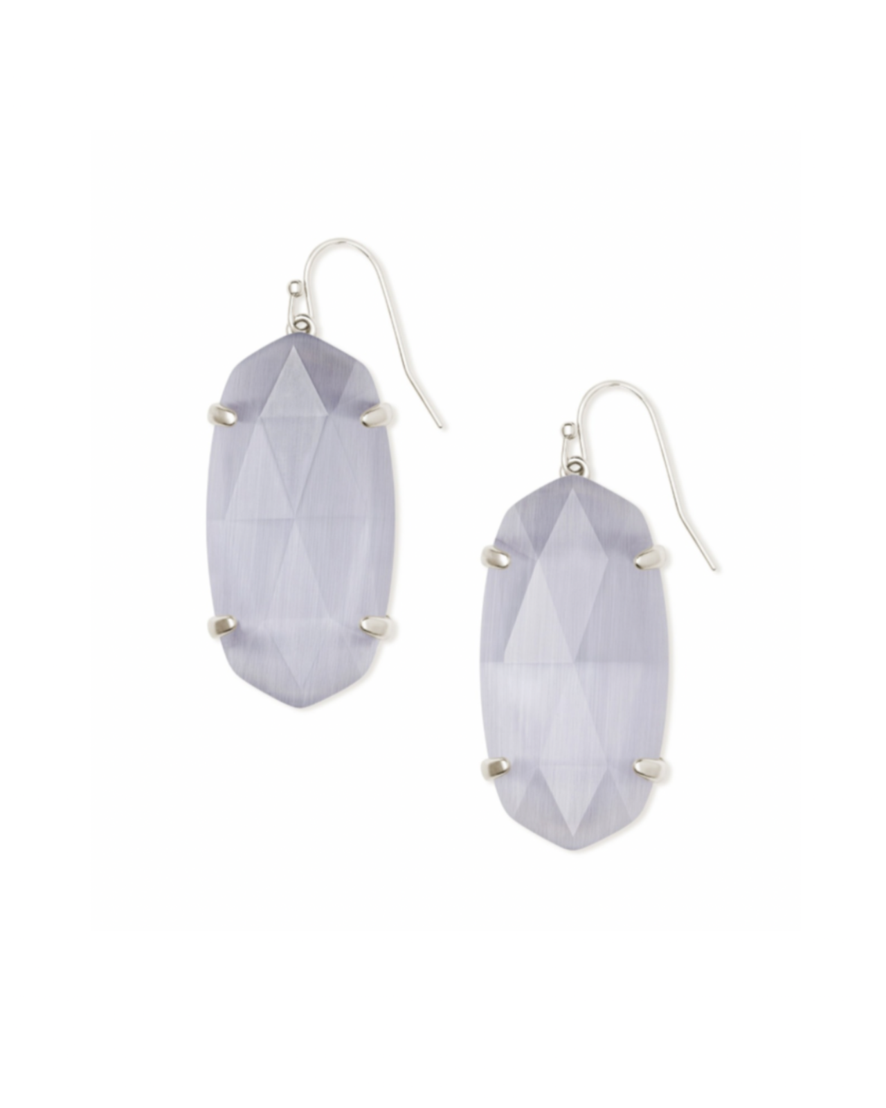 Esme Silver Drop Earrings in Slate Cat's Eyes