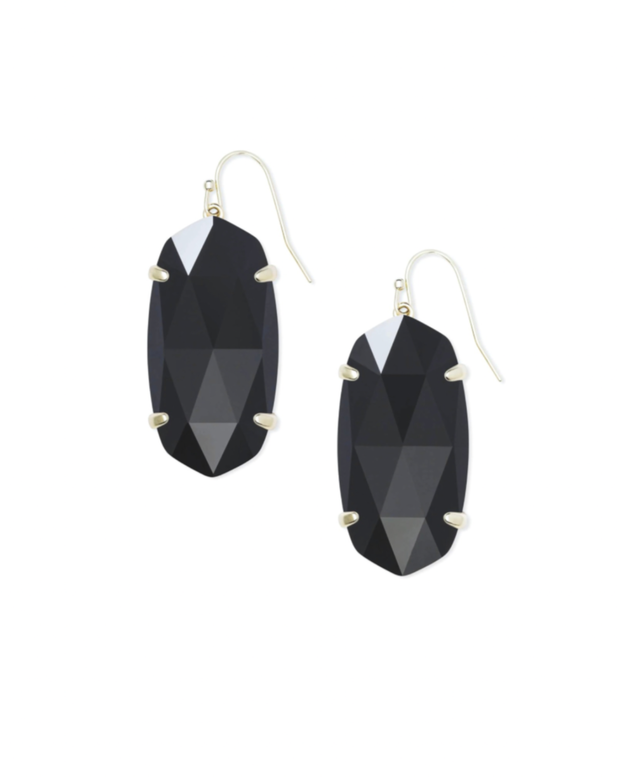 Esme Silver Drop Earrings in Black Opaque Glass