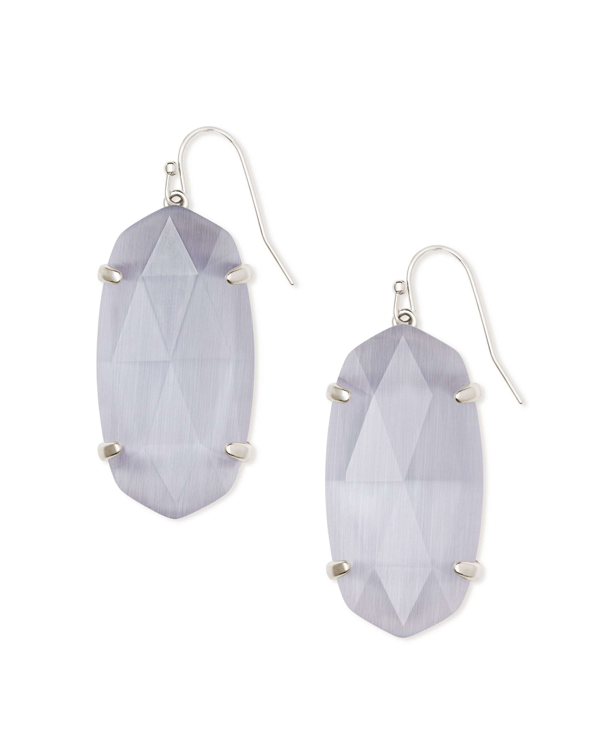 Esme Silver Drop Earrings in Slate Cat's Eyes