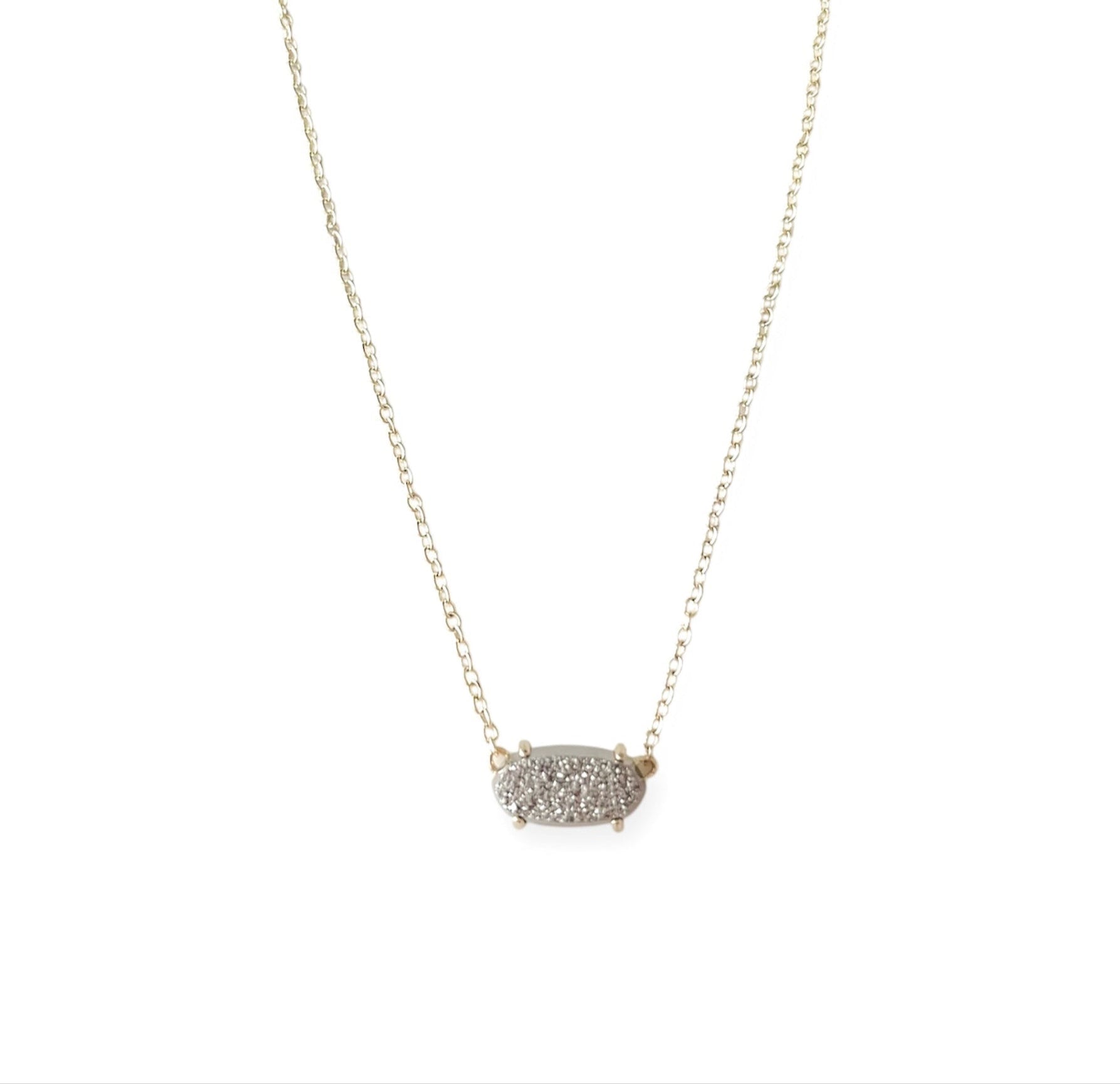 Ever Gold Short Pendant Necklace in Platinum Drusy
