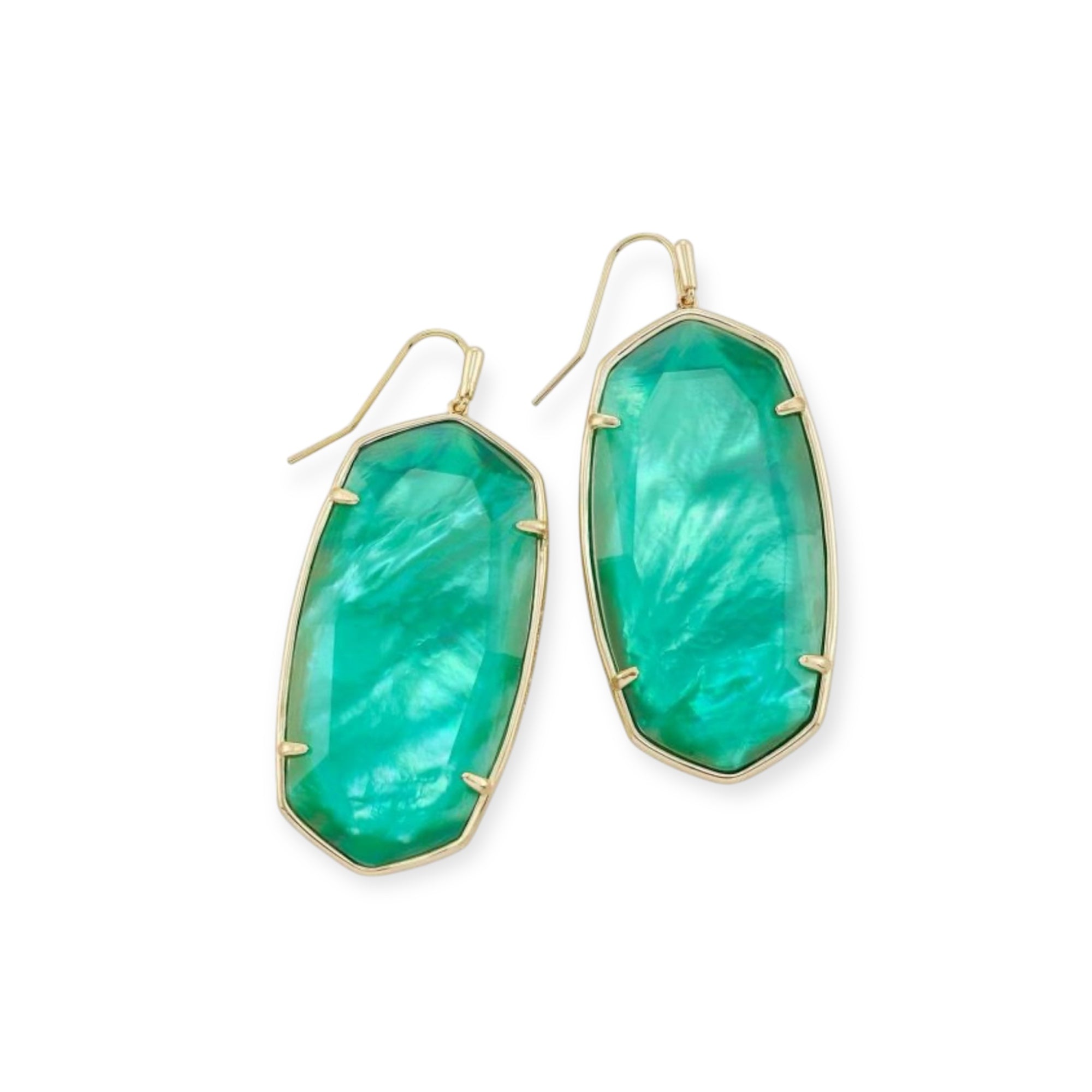 Faceted Danielle Earrings Jade Illusion Gold Earrings