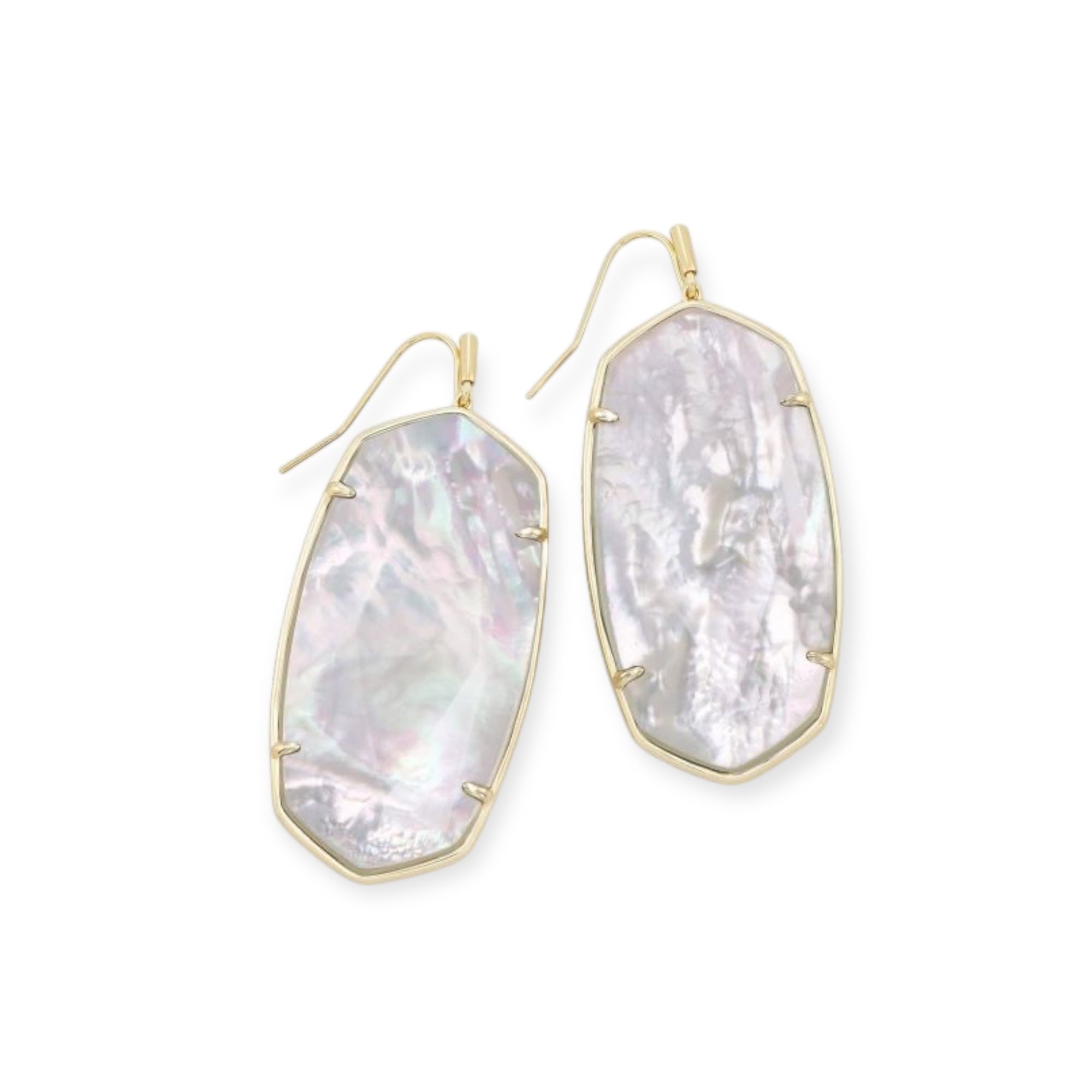 Faceted Danielle Gold Earrings in Ivory Mother-of-Pearl