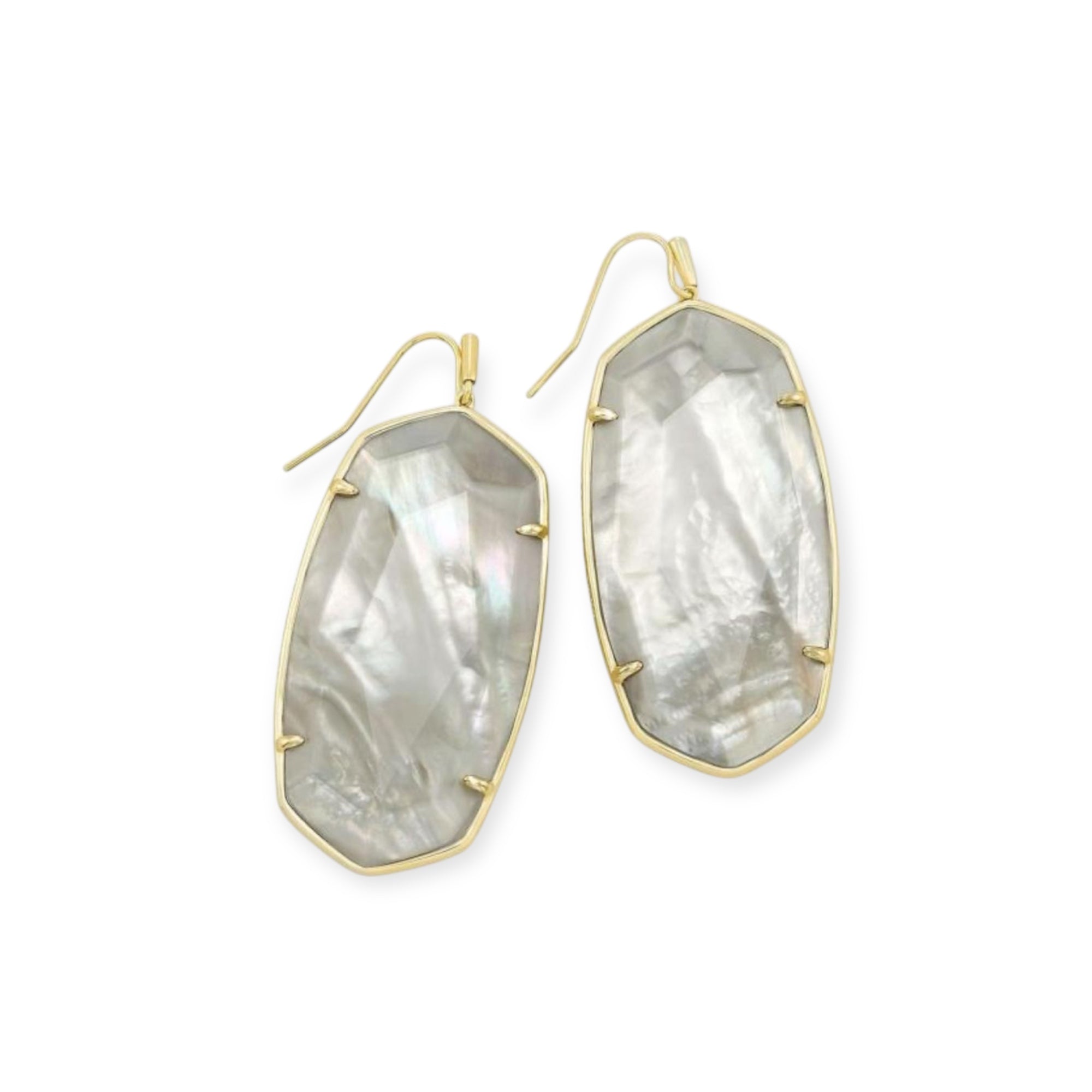 Faceted Danielle Grey Illusion Gold Earrings