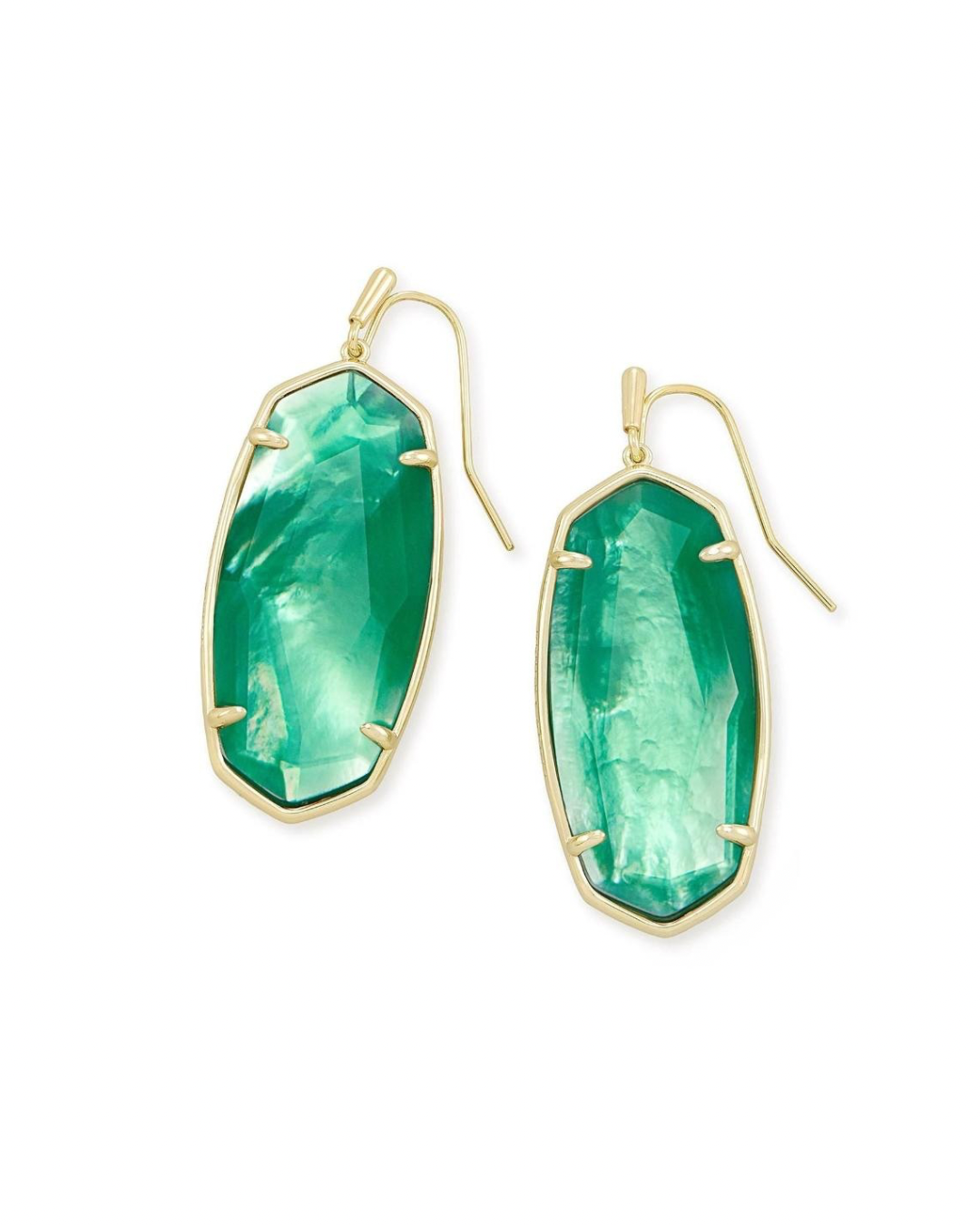Faceted Elle Gold Jade Green Illusion Earrings