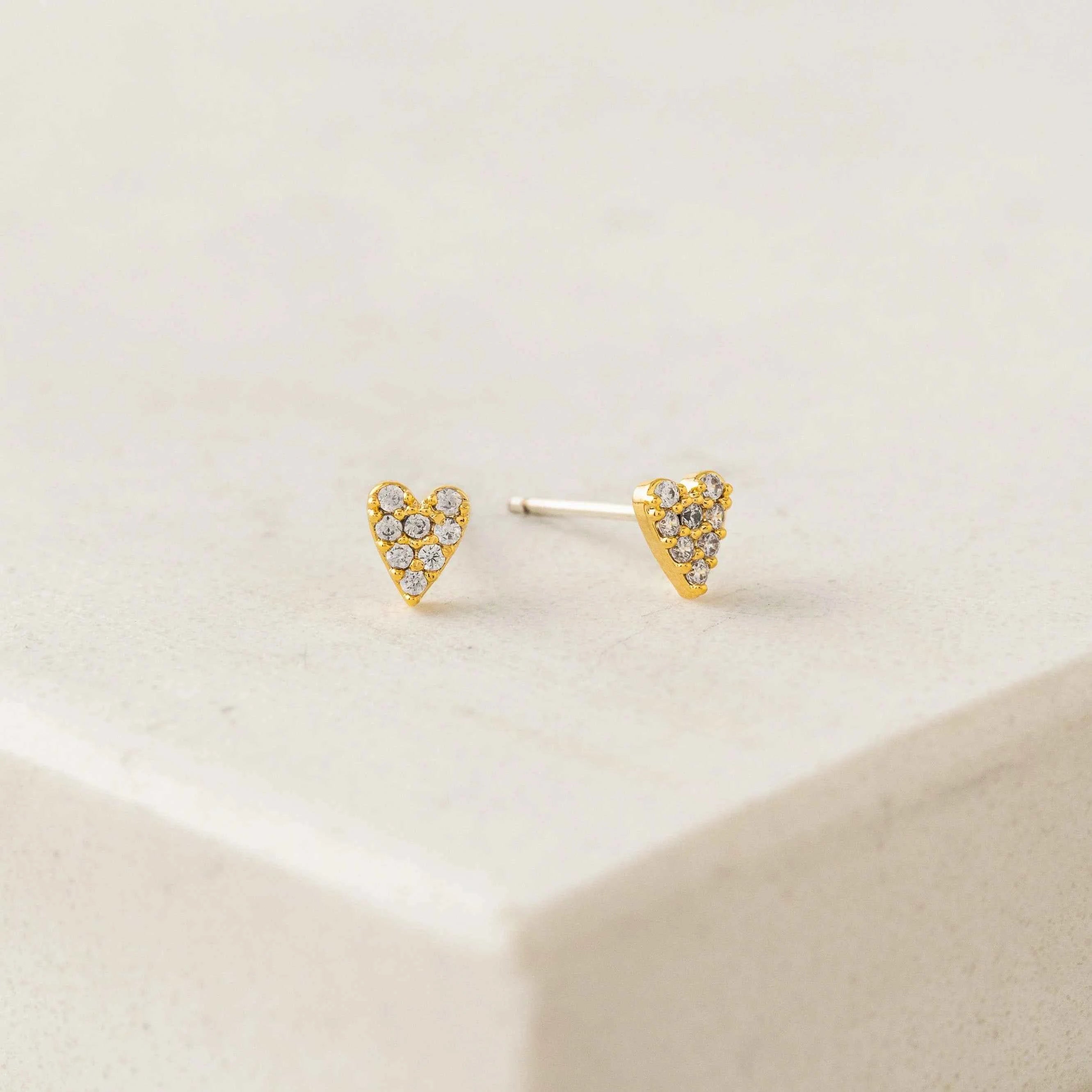 Flutter Heart Stud Earrings Gold