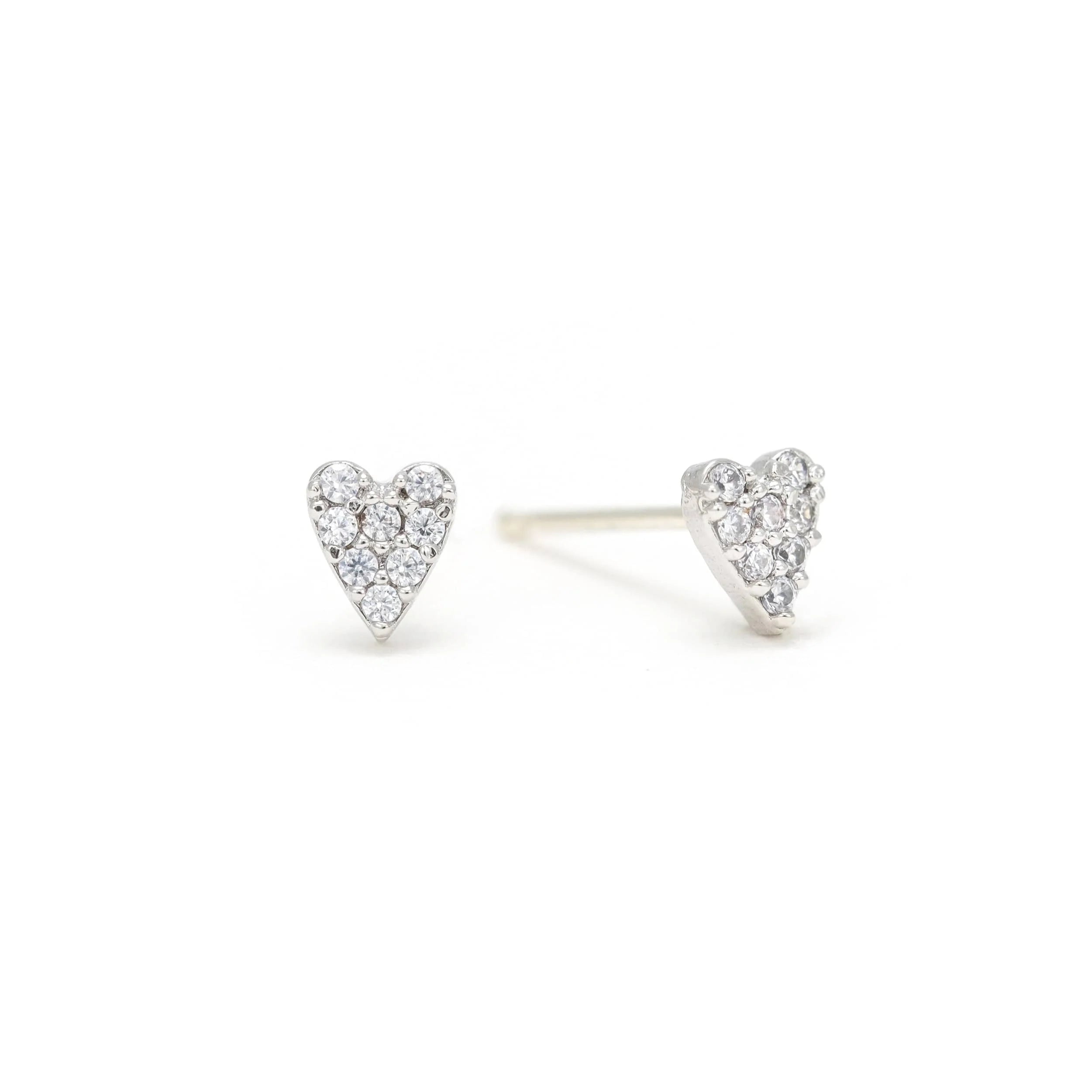 Flutter Heart Stud Earrings Silver - Bella's House Tulsa