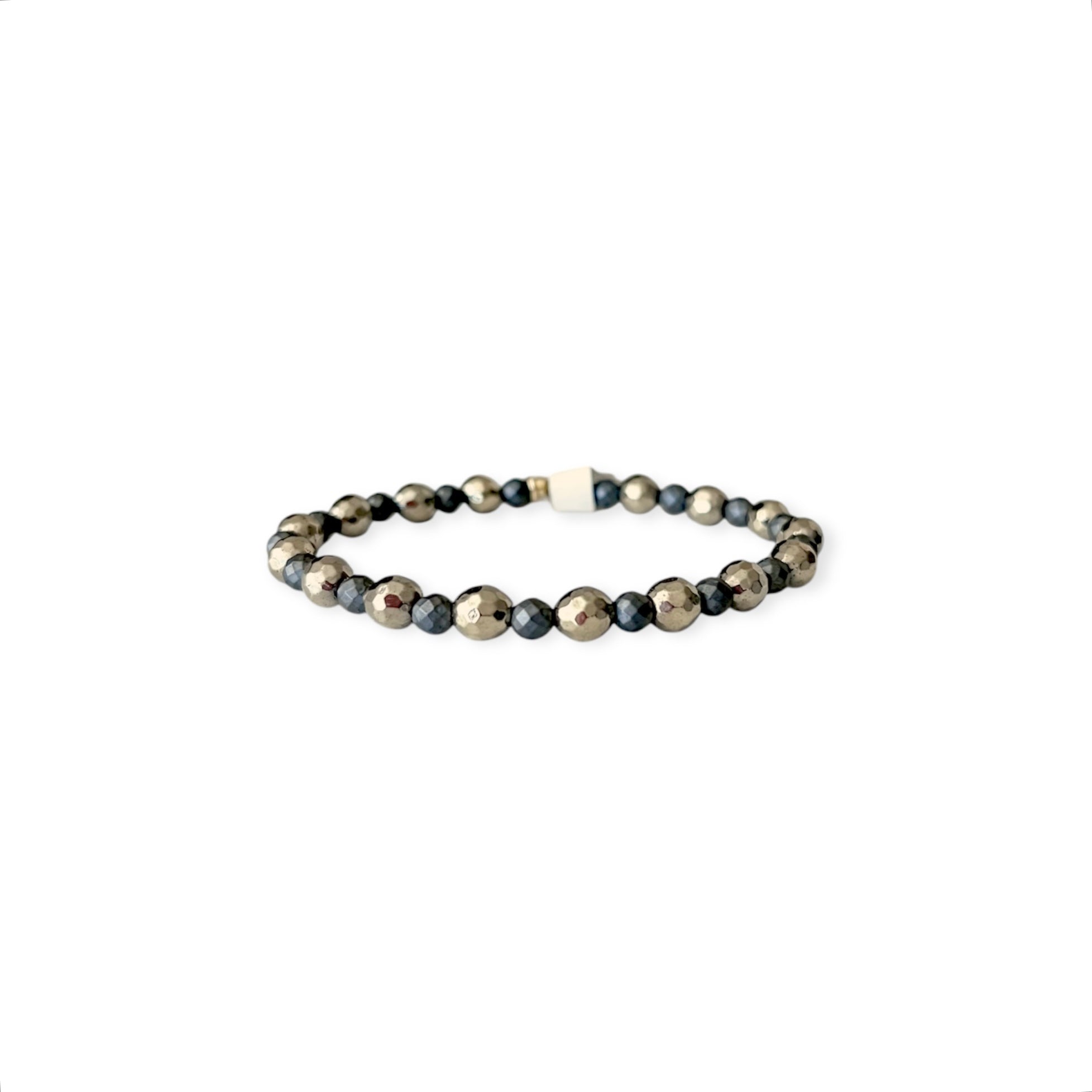 Golden Bronze & Gunmetal Two Tone Stretch Bead Bracelet