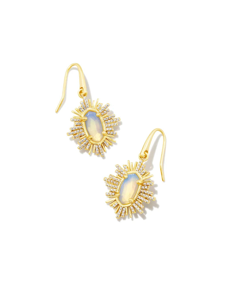 Grayson Gold Sunburst Drop Earrings in Iridescent Opalite