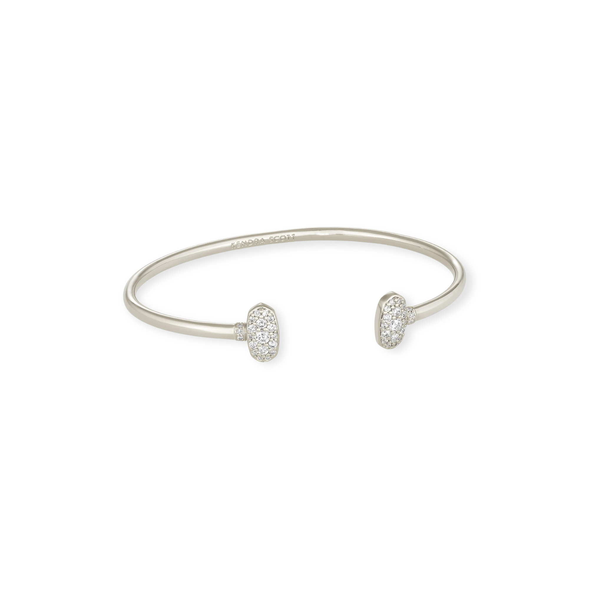 Grayson Silver Cuff Bracelet in White Crystal