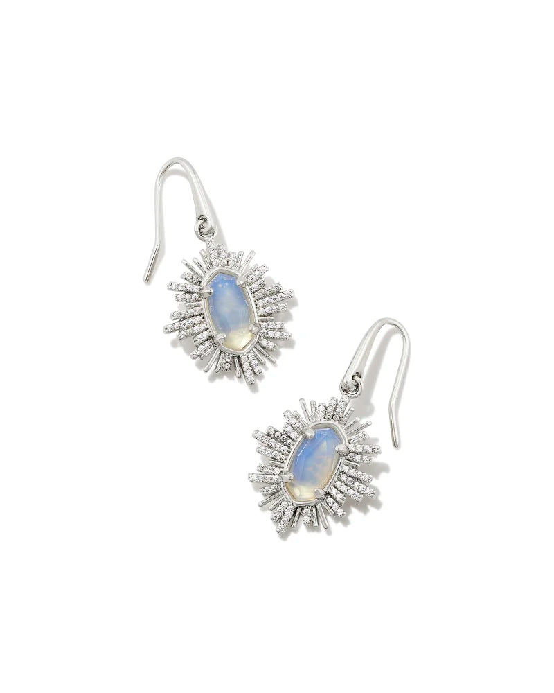 Grayson Silver Sunburst Drop Earrings in Iridescent Opalite