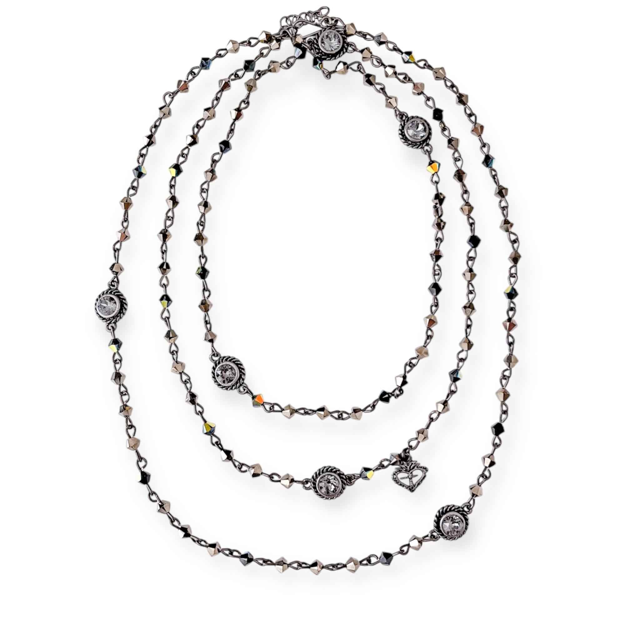 Magdalena - 4mm Bicone Bead Wrap Gunmetal Dark Metallic Sky- Silver Night