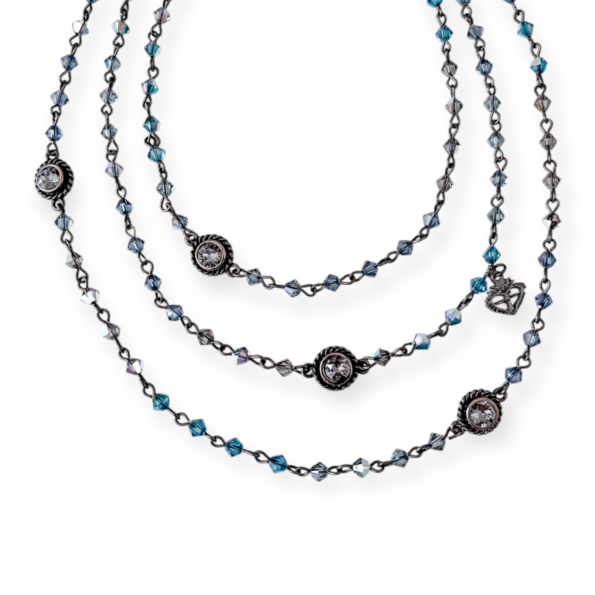 Magdalena - 4mm Bicone Bead Wrap Gunmetal Stormy Grey Sky Ombre- Silver Night