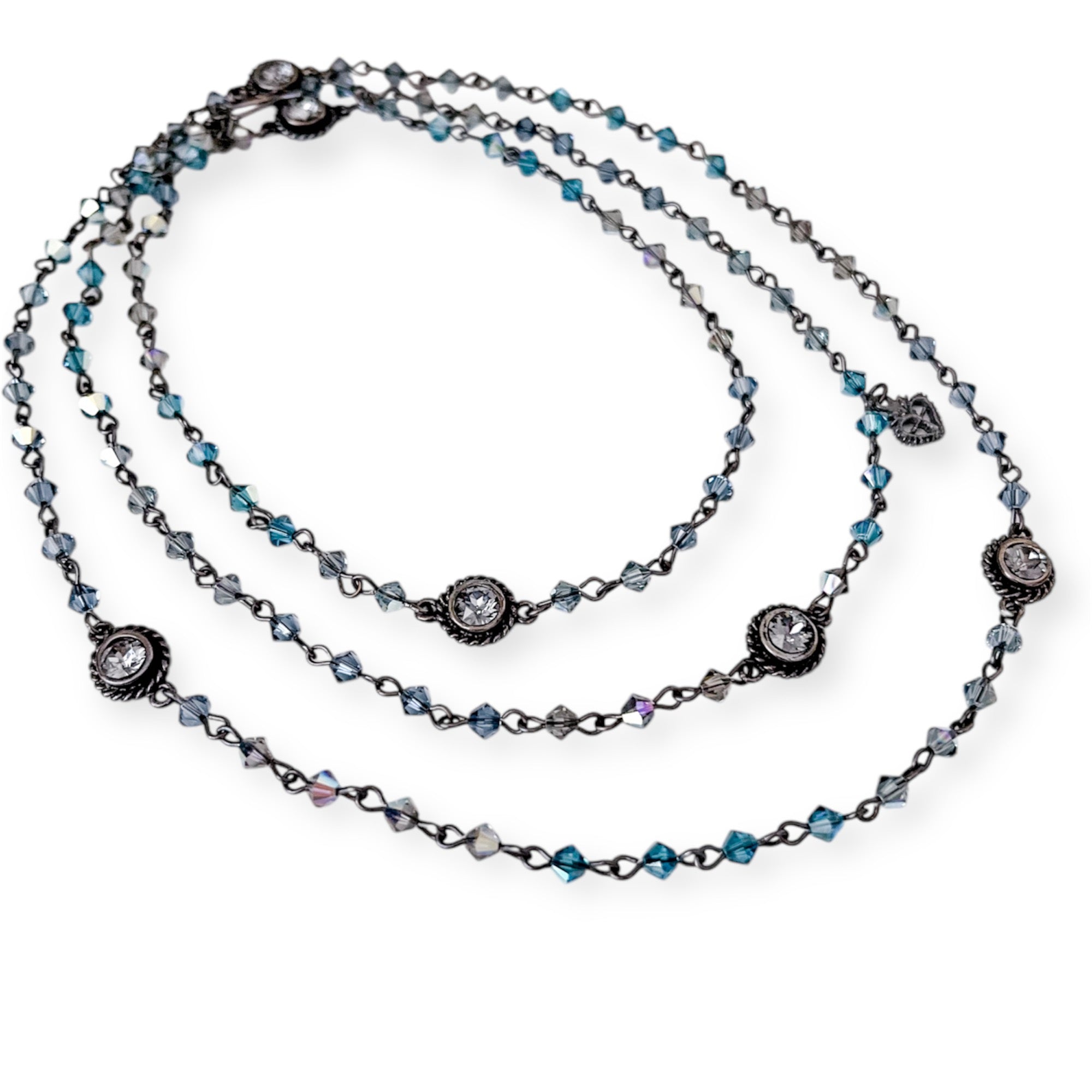 Magdalena - 4mm Bicone Bead Wrap Gunmetal Stormy Grey Sky Ombre- Silver Night