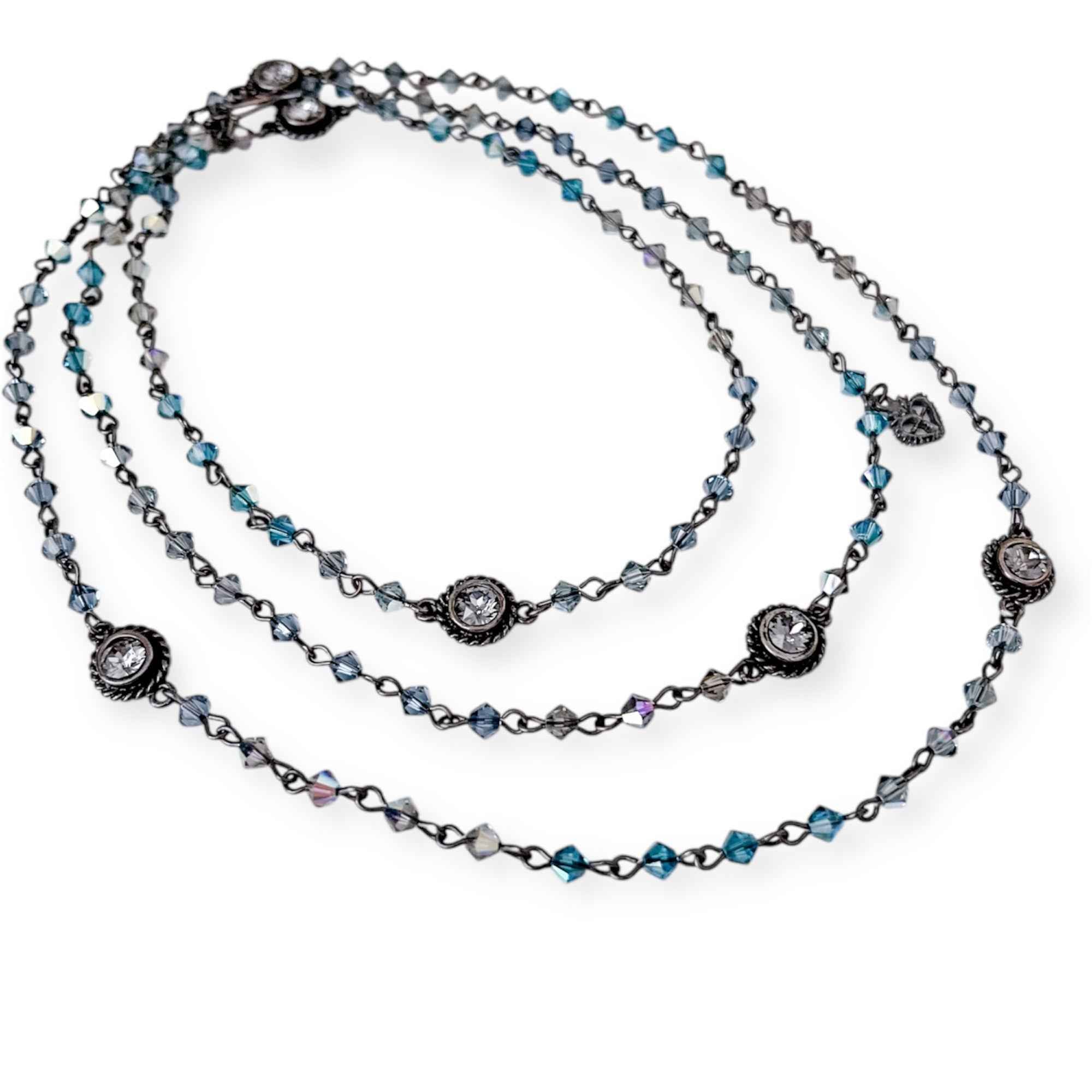 Magdalena - 4mm Bicone Bead Wrap Gunmetal Stormy Grey Sky Ombre- Silver Night