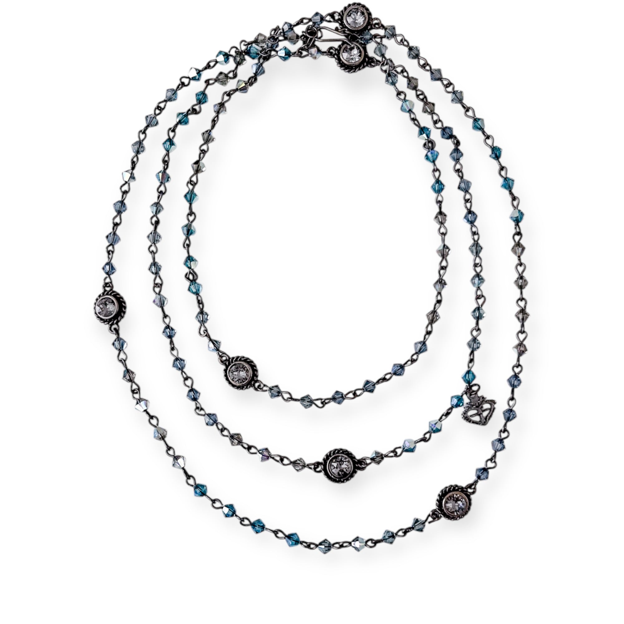 Magdalena - 4mm Bicone Bead Wrap Gunmetal Stormy Grey Sky Ombre- Silver Night