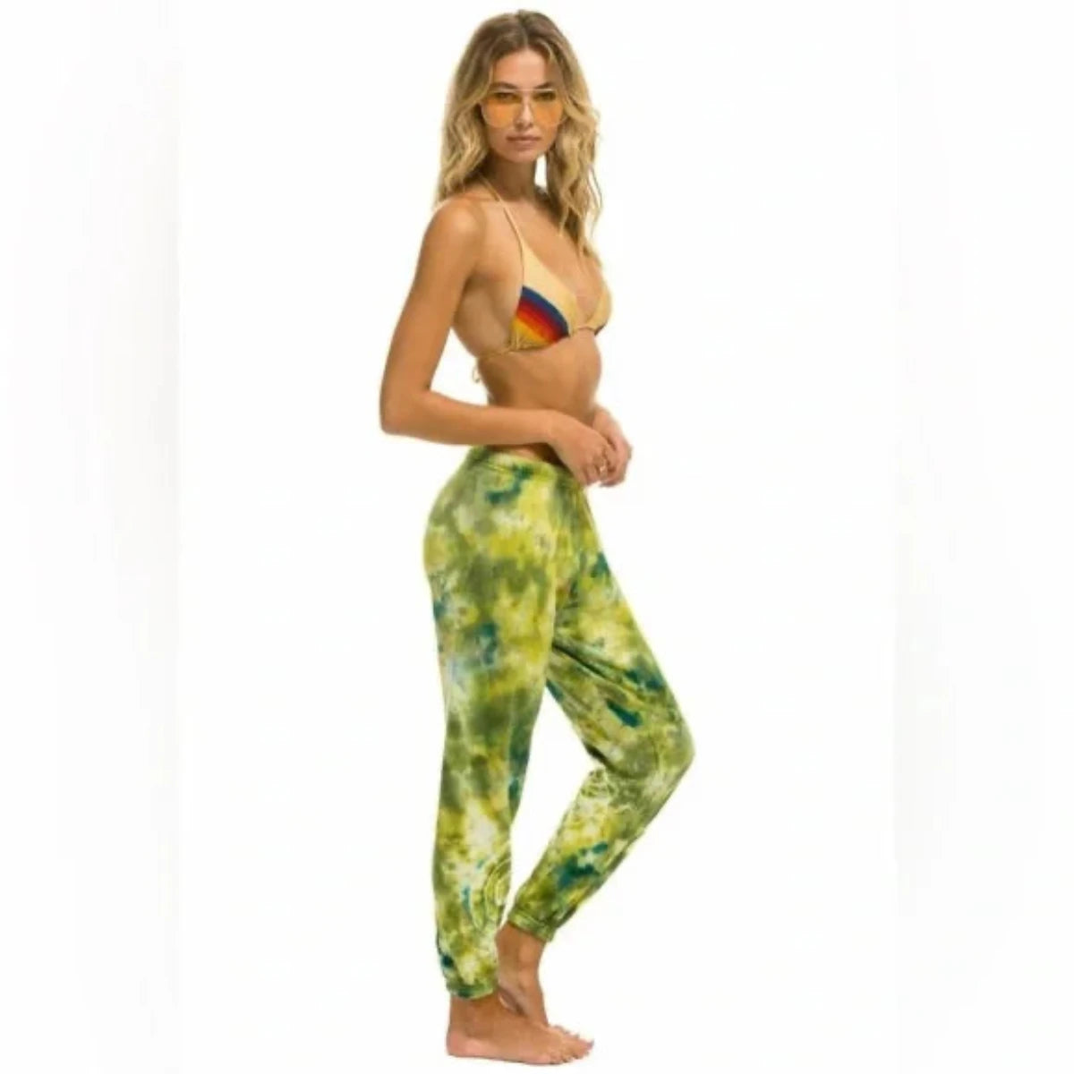 Hand Dyed Women's Sweatpants-Tie Dye Green