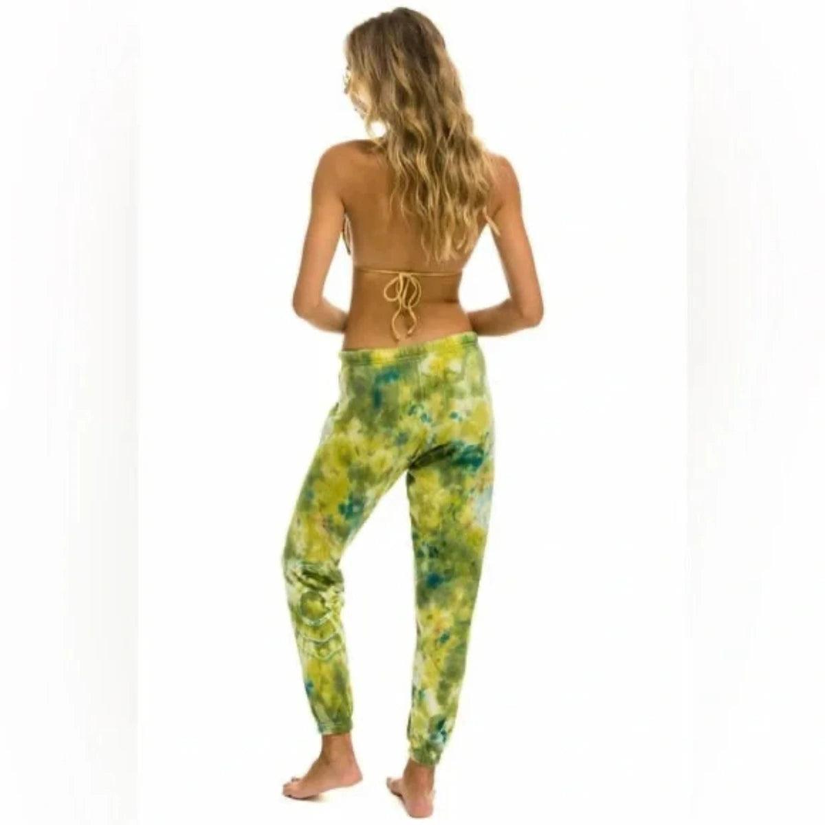 Hand Dyed Women's Sweatpants-Tie Dye Green