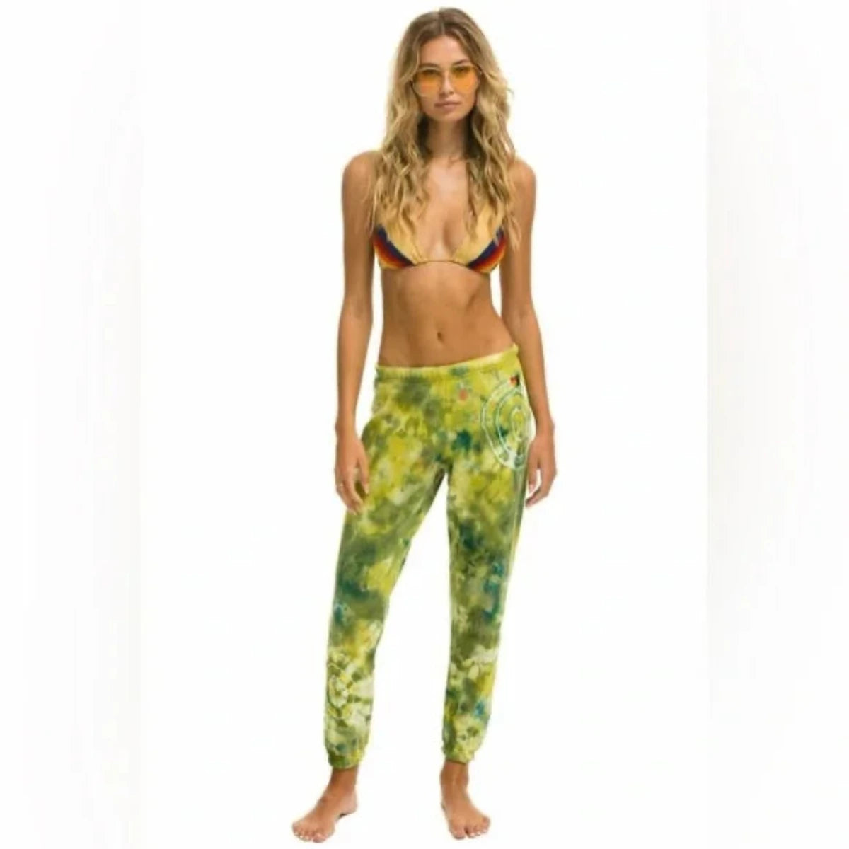 Hand Dyed Women's Sweatpants-Tie Dye Green
