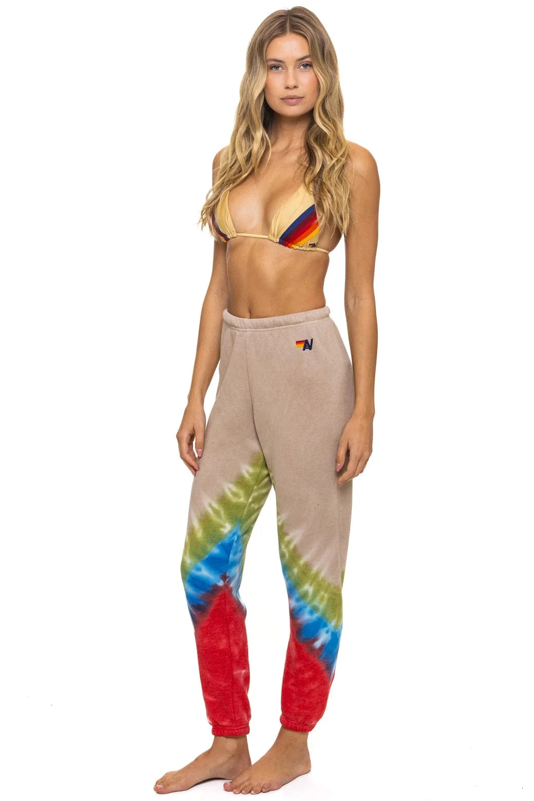 Hand Dyed Women's Sweatpants Tie Dye Sand Blue Red