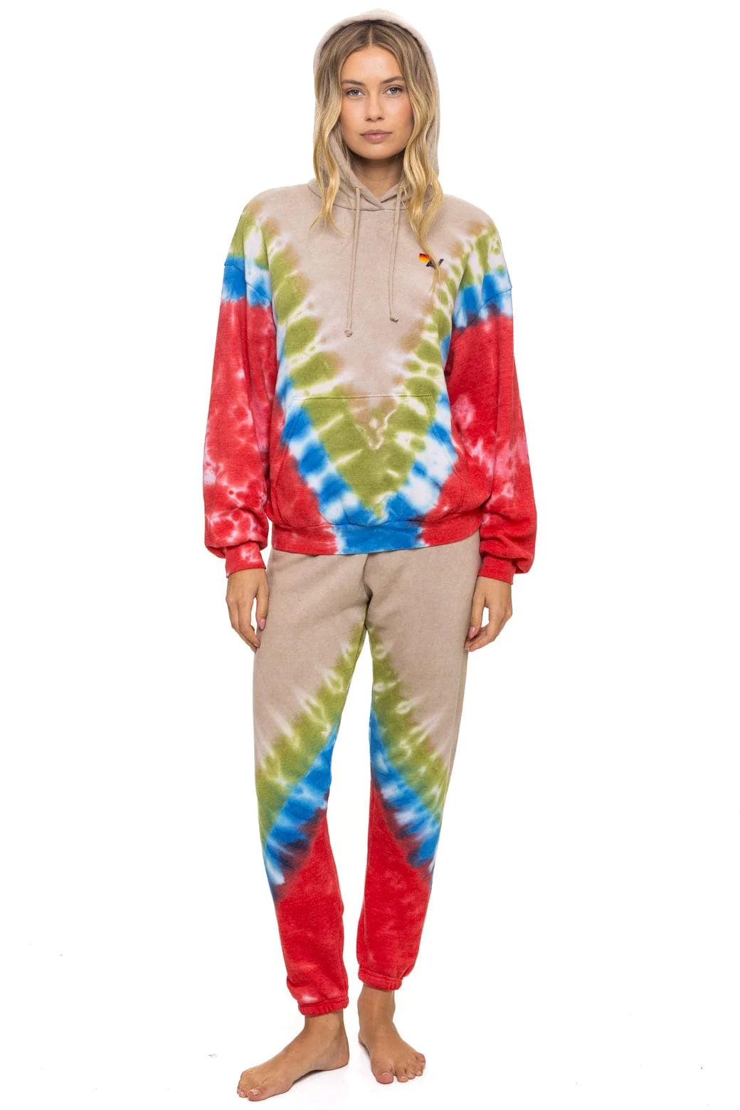 Hand Dyed Women's Sweatpants Tie Dye Sand Blue Red