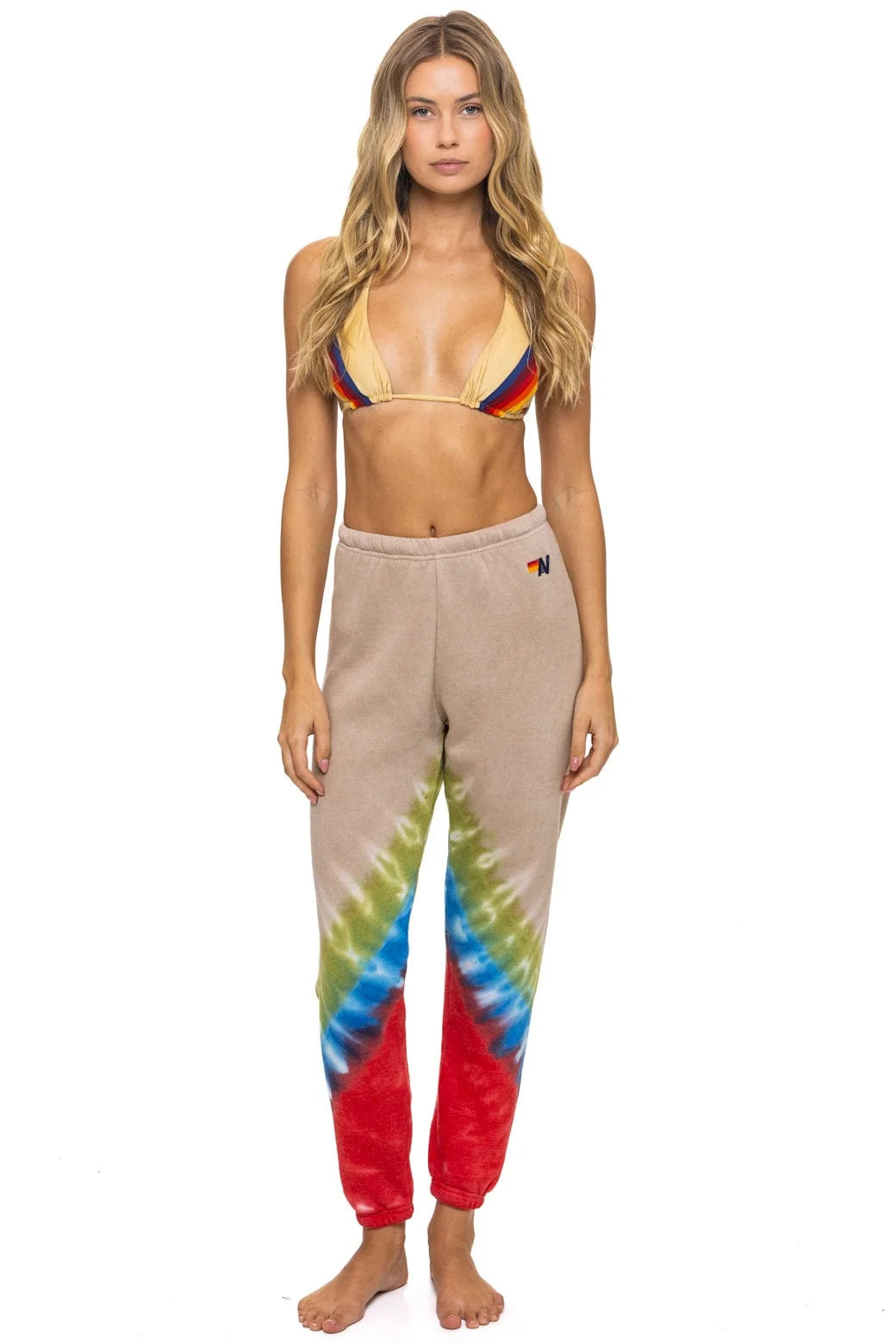 Hand Dyed Women's Sweatpants Tie Dye Sand Blue Red