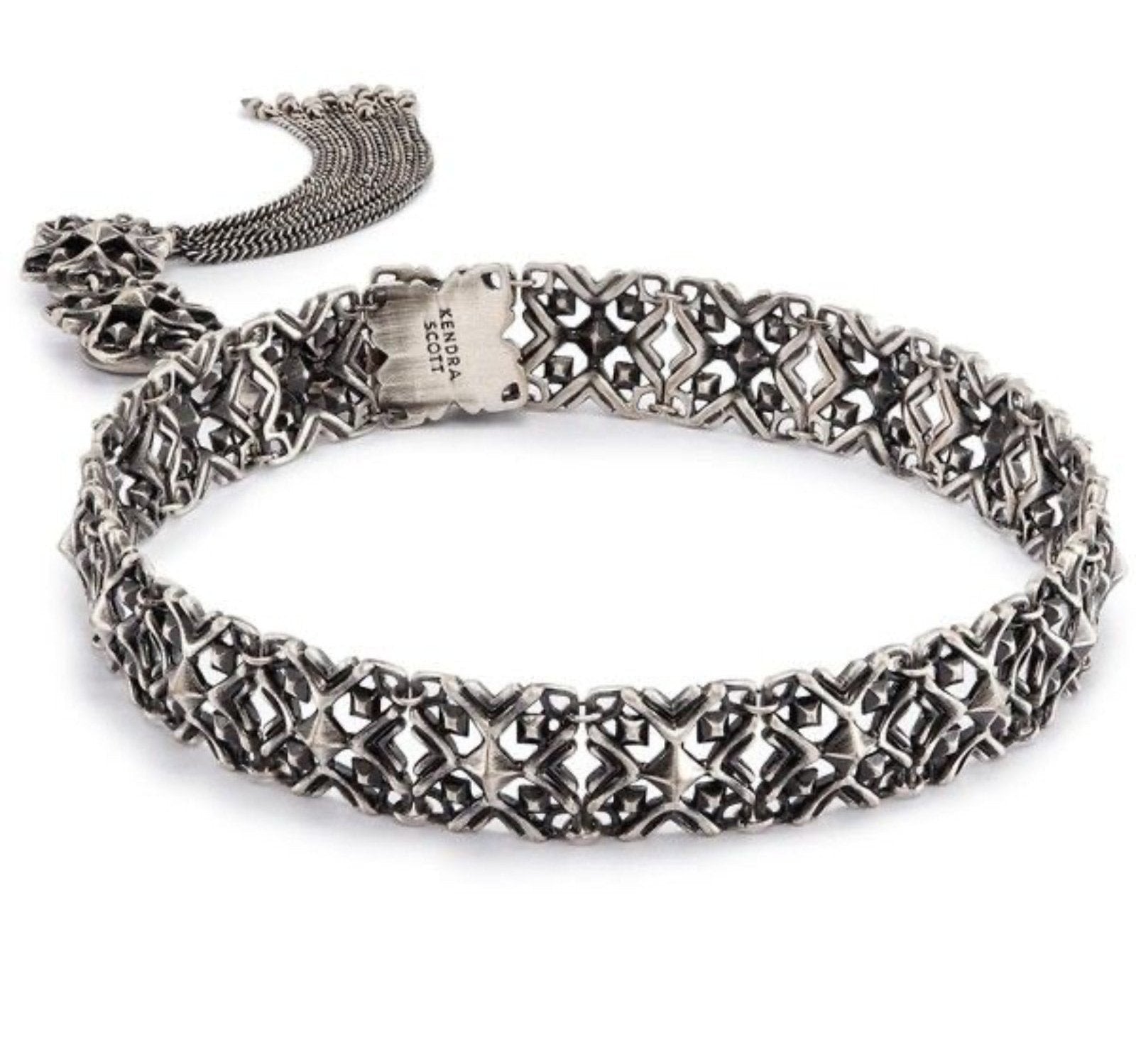 Heidi Tassel Choker Necklace in Antique Silver - Bella's House Tulsa