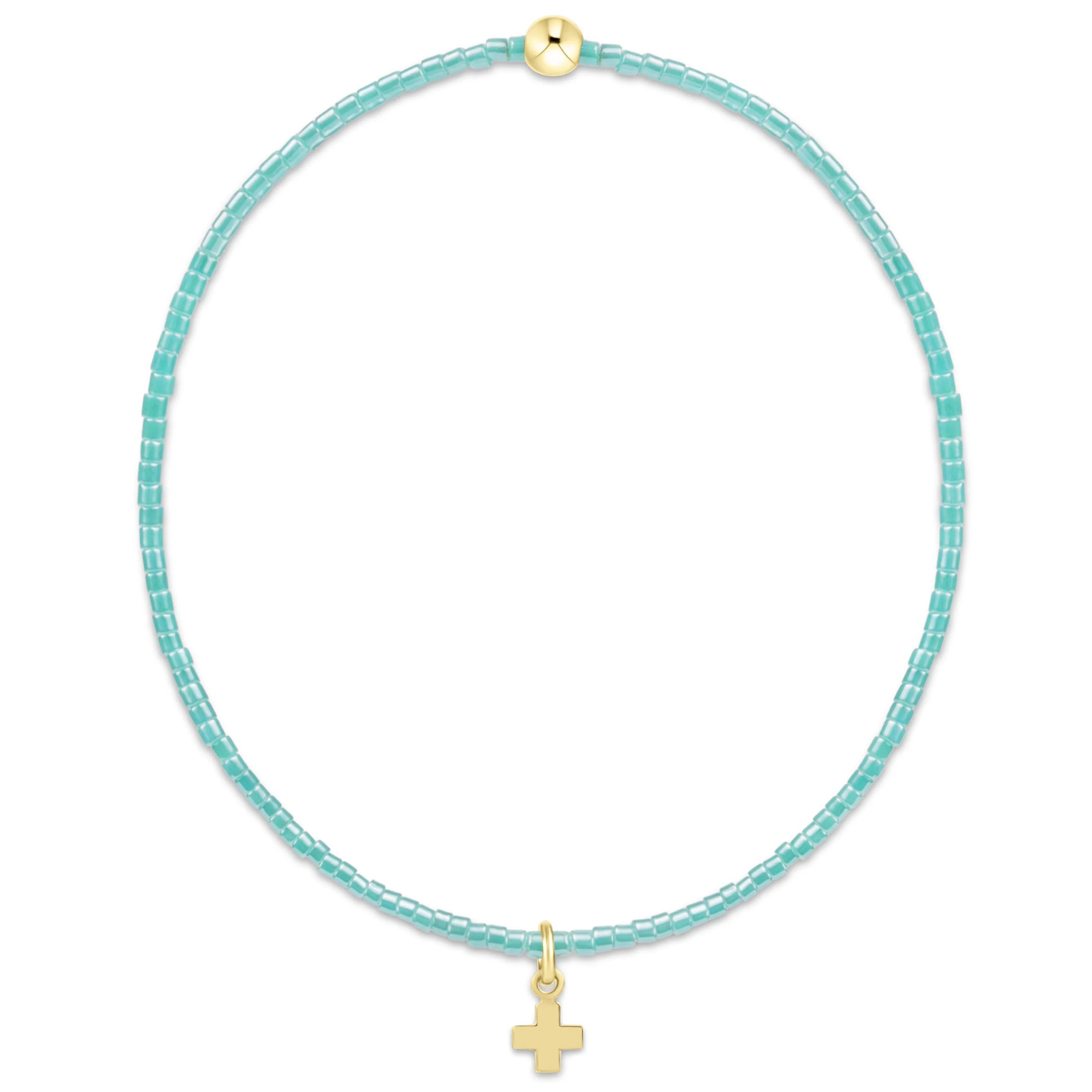 Hope Classic Bracelet Sea Glass-signature cross small gold charm