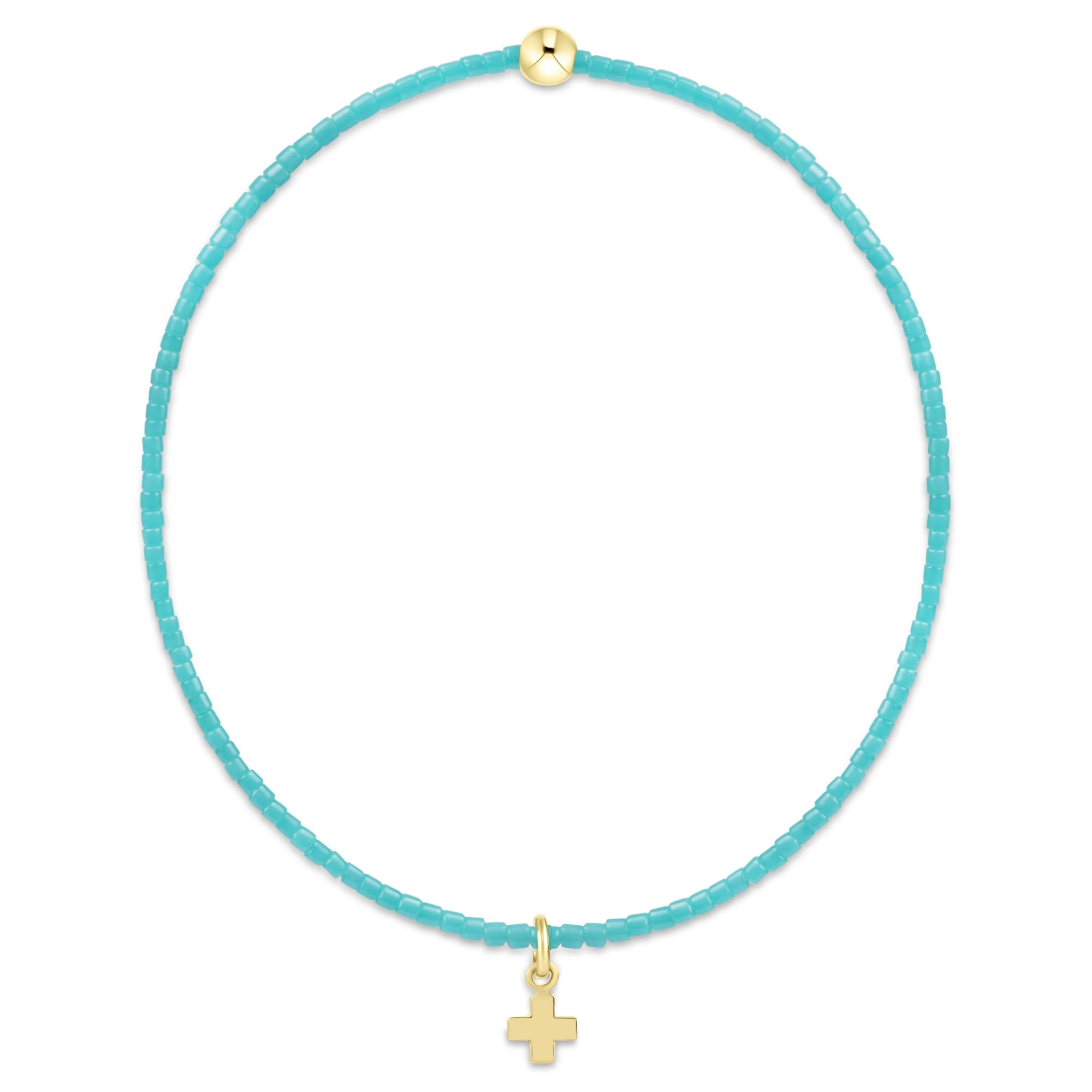 Hope Classic Bracelet Turquoise -signature cross small gold charm