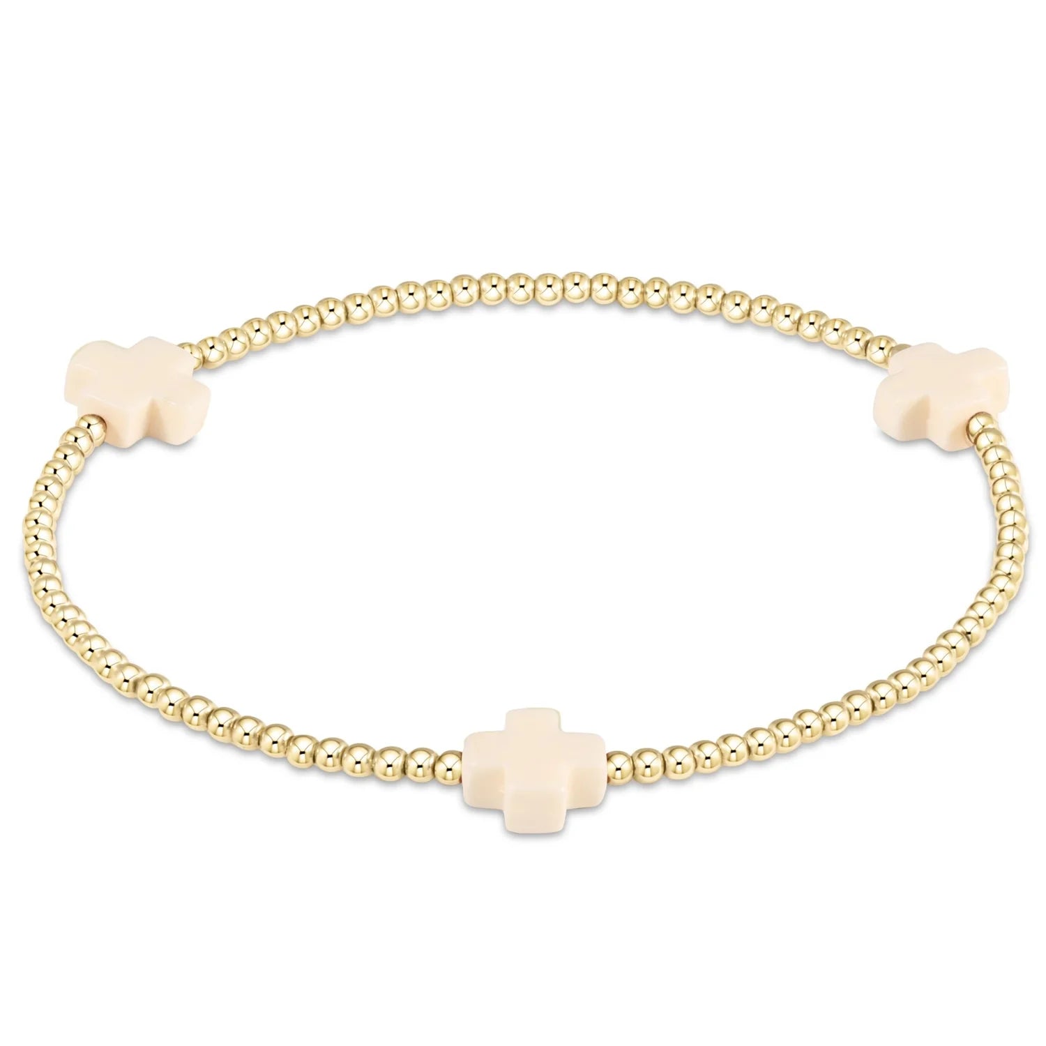 Signature Cross Gold Pattern Bracelet Off White 2mm - Bella's House Tulsa