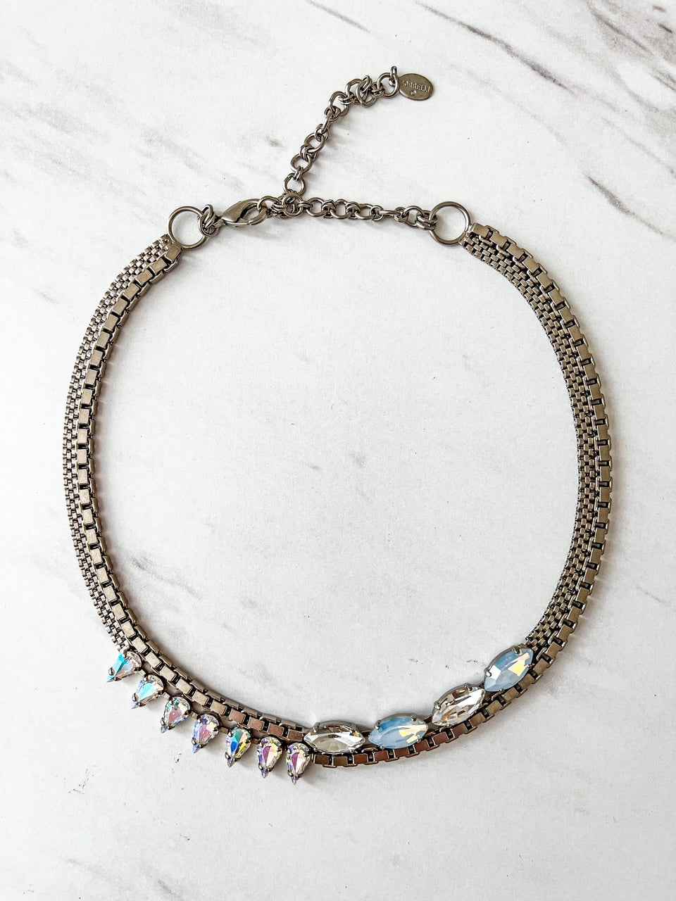 NEF6ASGLC Antique Silver Statement Necklace Glacier