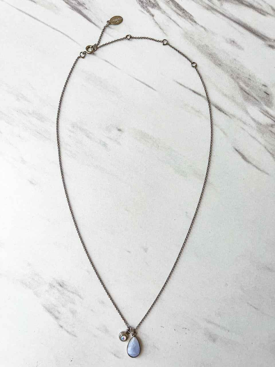 NEF17ASGLC Antique Silver Pendant Necklace Glacier