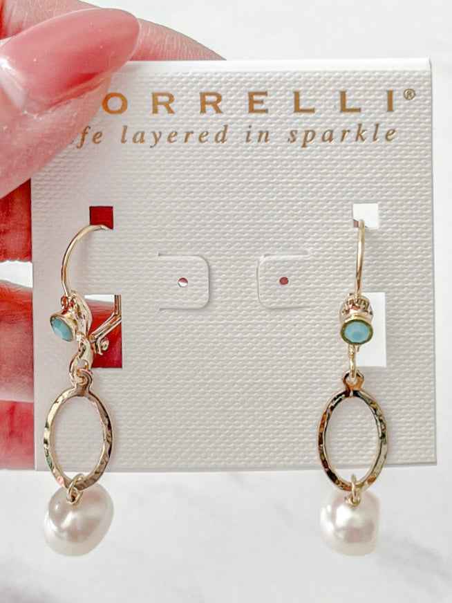 EEC3BGPLP Gold Dangle Polished Pearl Earrings